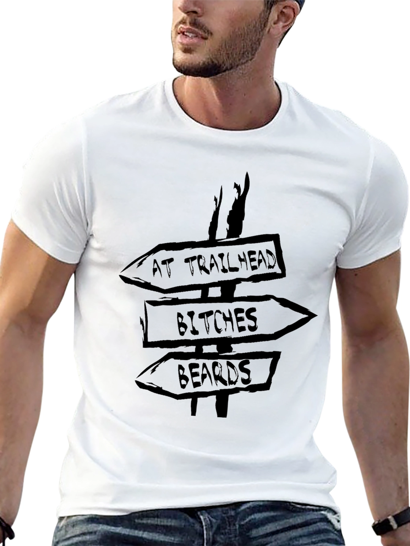 Humorous Trailhead Directional Mens Black T-Shirt