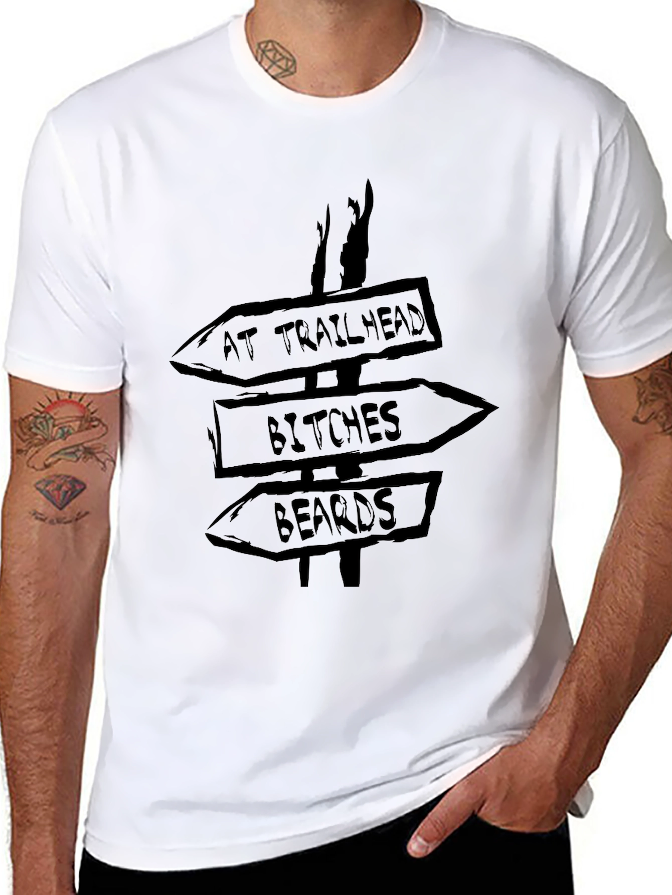 Humorous Trailhead Directional Mens Black T-Shirt