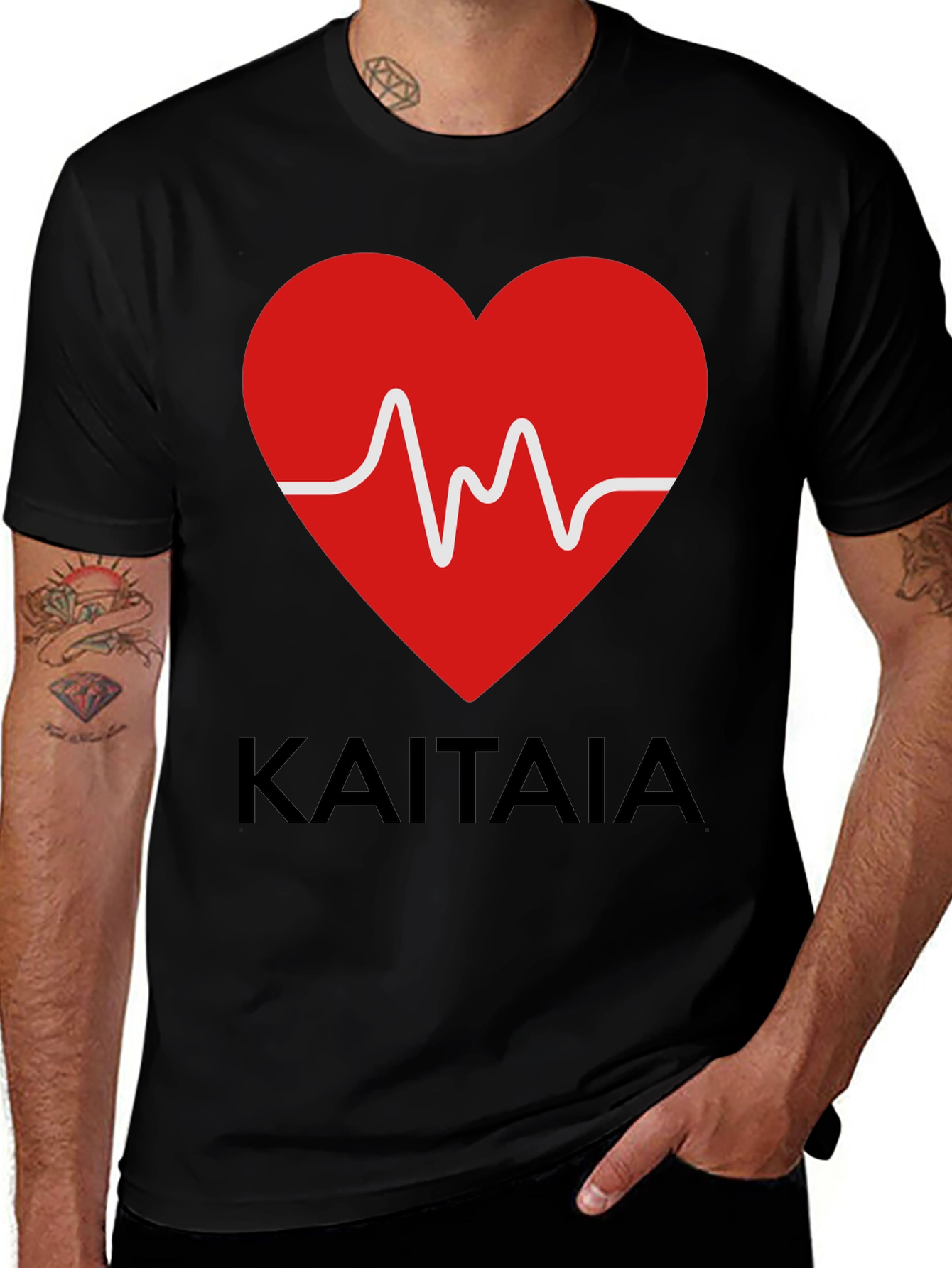 Kaitaia Heartbeat T-Shirt - Black Cotton Tee