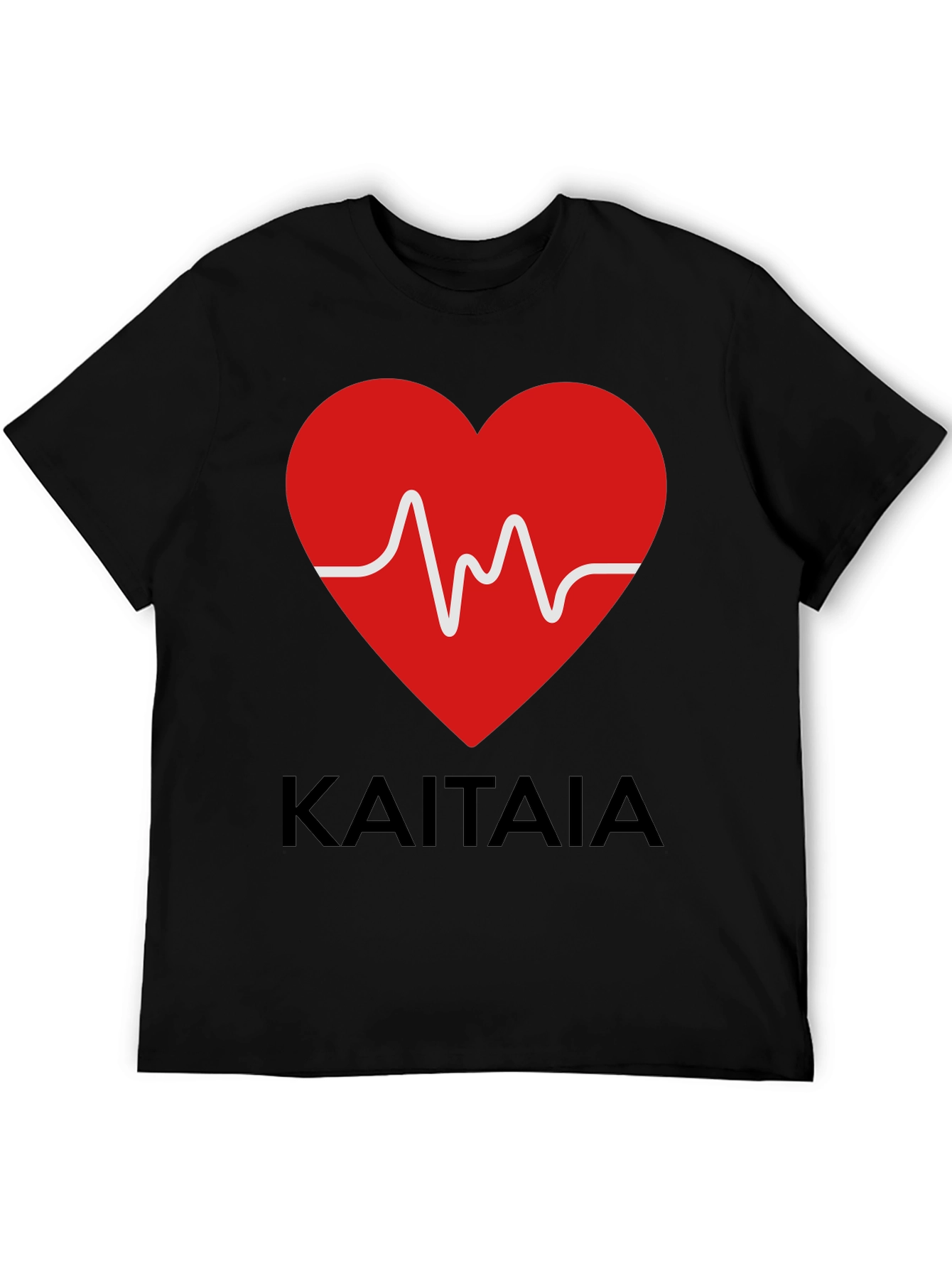 Kaitaia Heartbeat T-Shirt - Black Cotton Tee