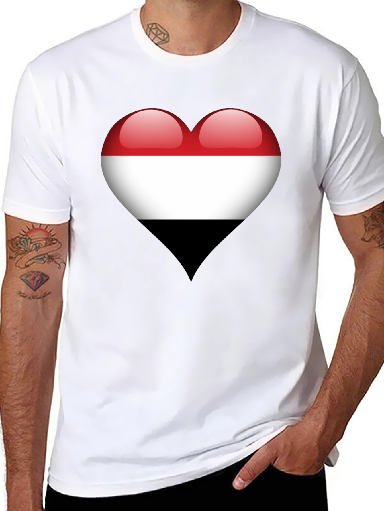 Yemen Flag Heart T-Shirt - Show Your Love!
