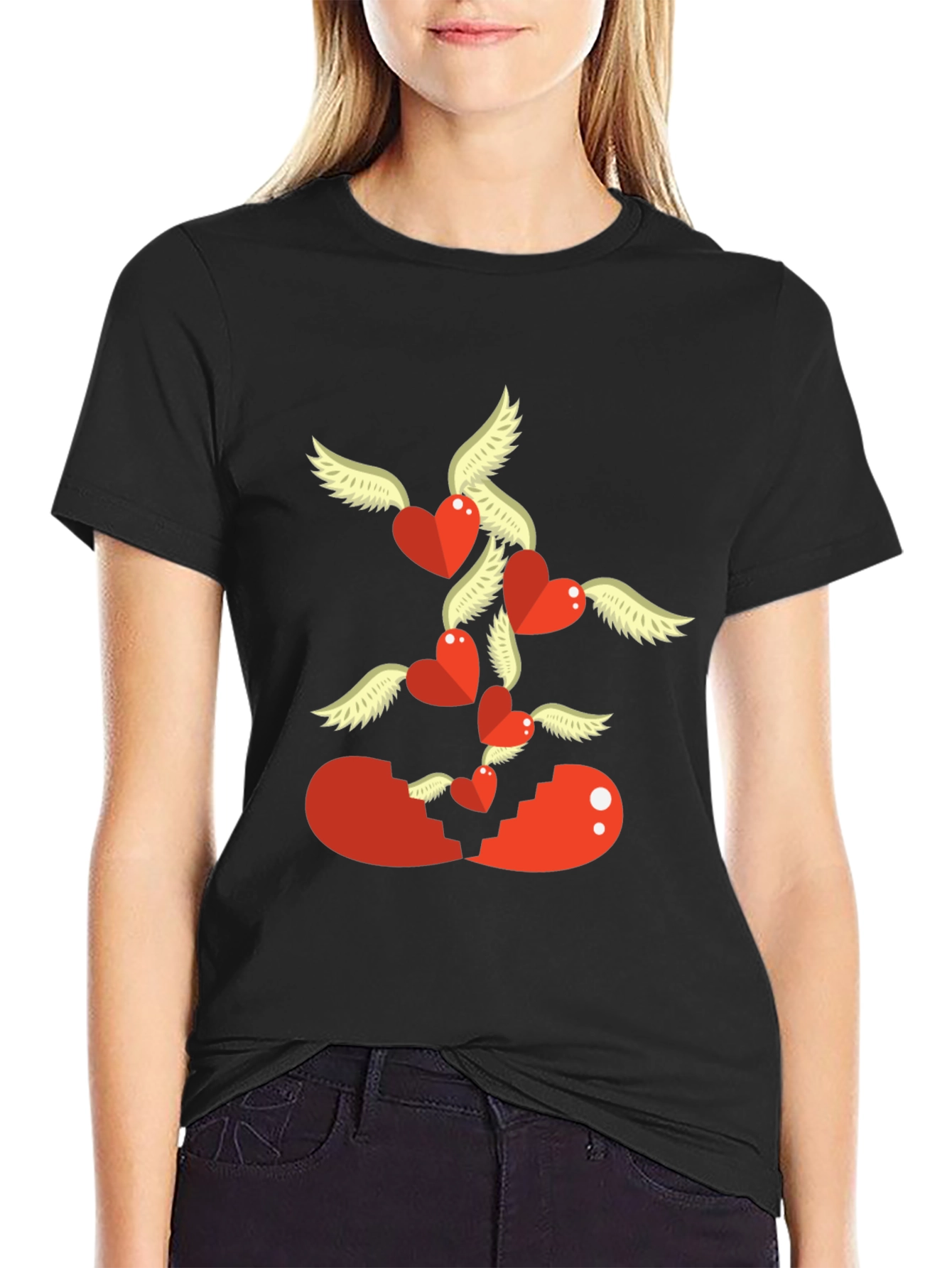 Broken Heart T-Shirt Flying Hearts Design