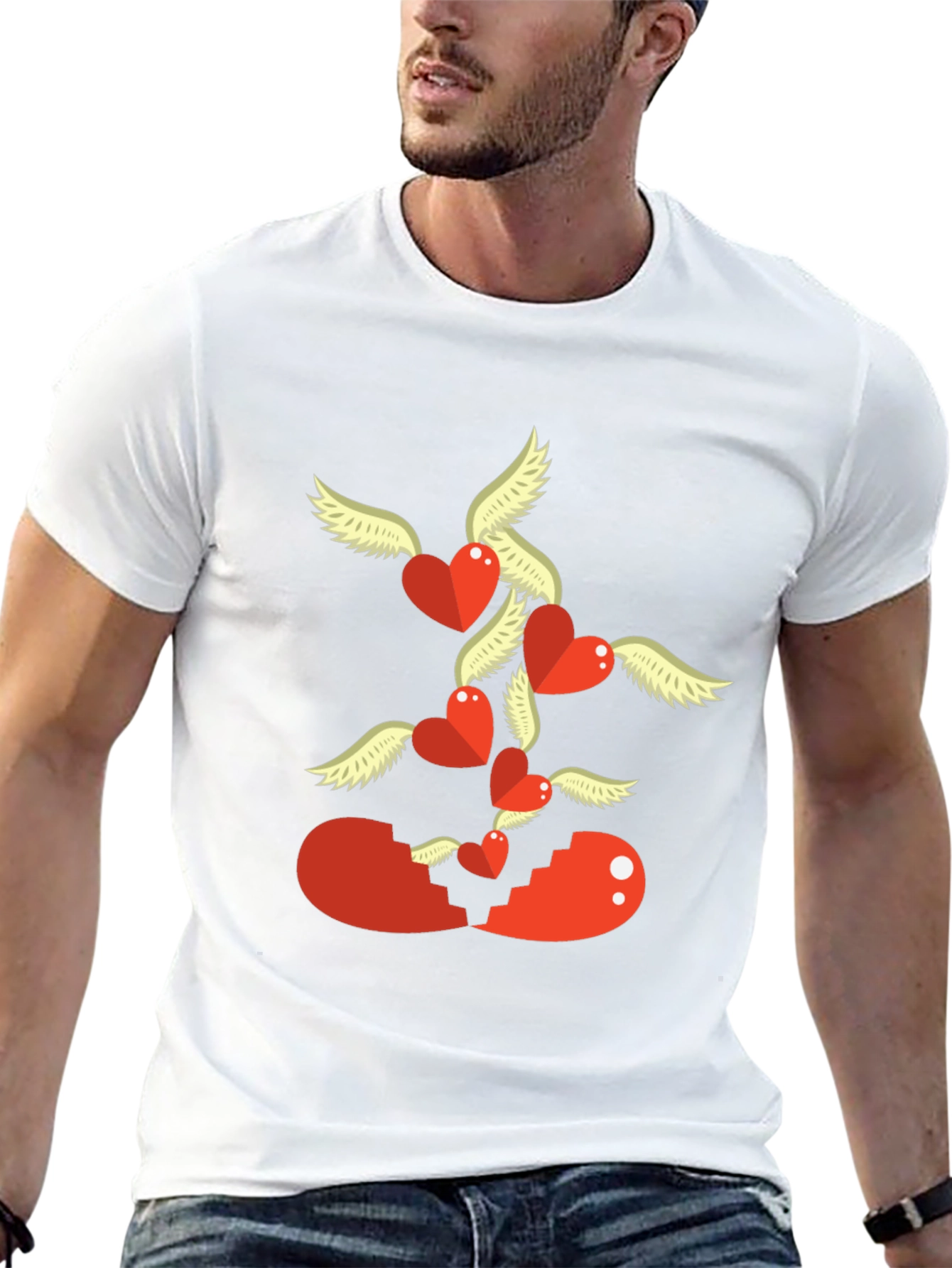 Broken Heart T-Shirt Flying Hearts Design
