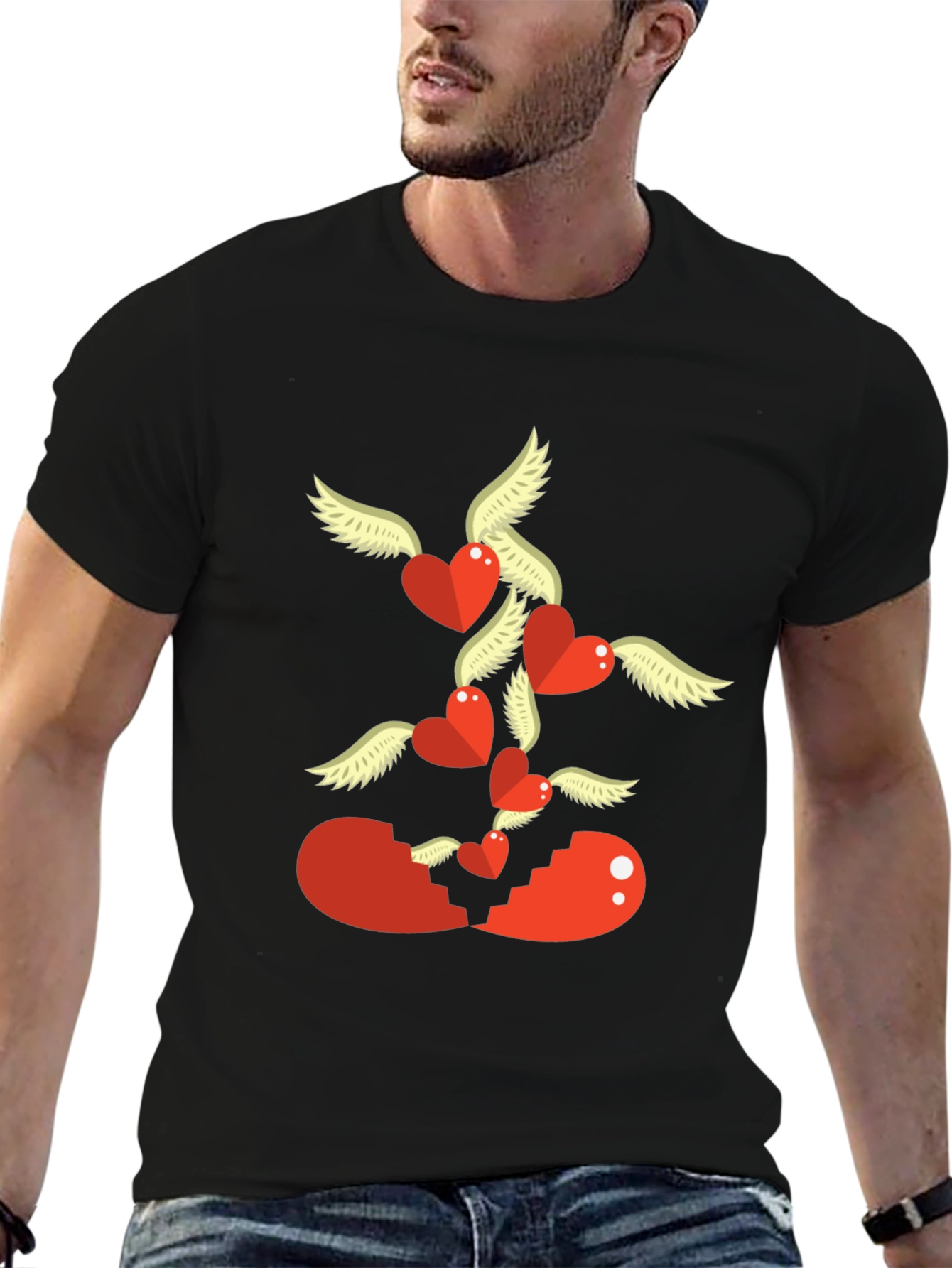 Broken Heart T-Shirt Flying Hearts Design