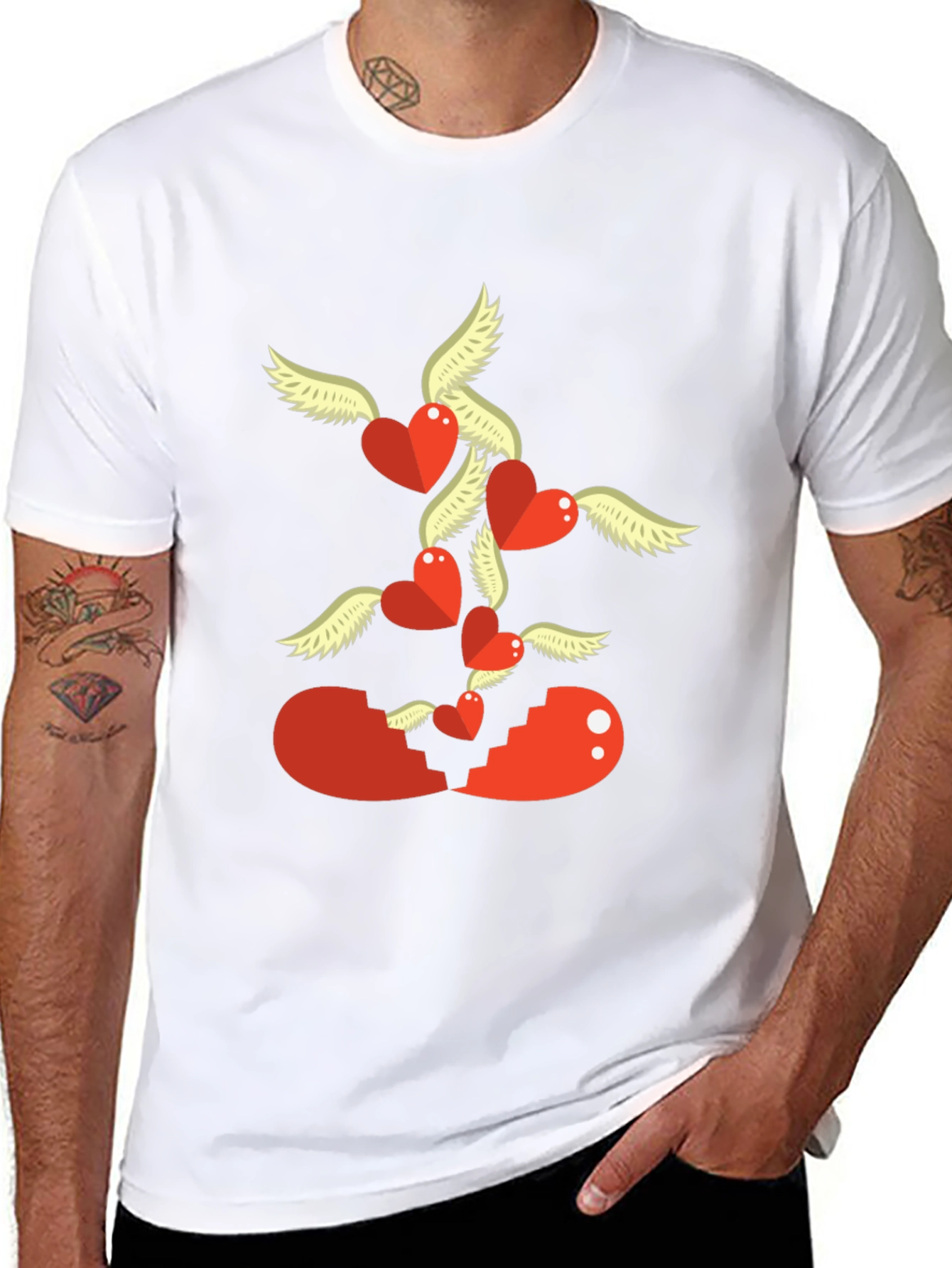 Broken Heart T-Shirt Flying Hearts Design