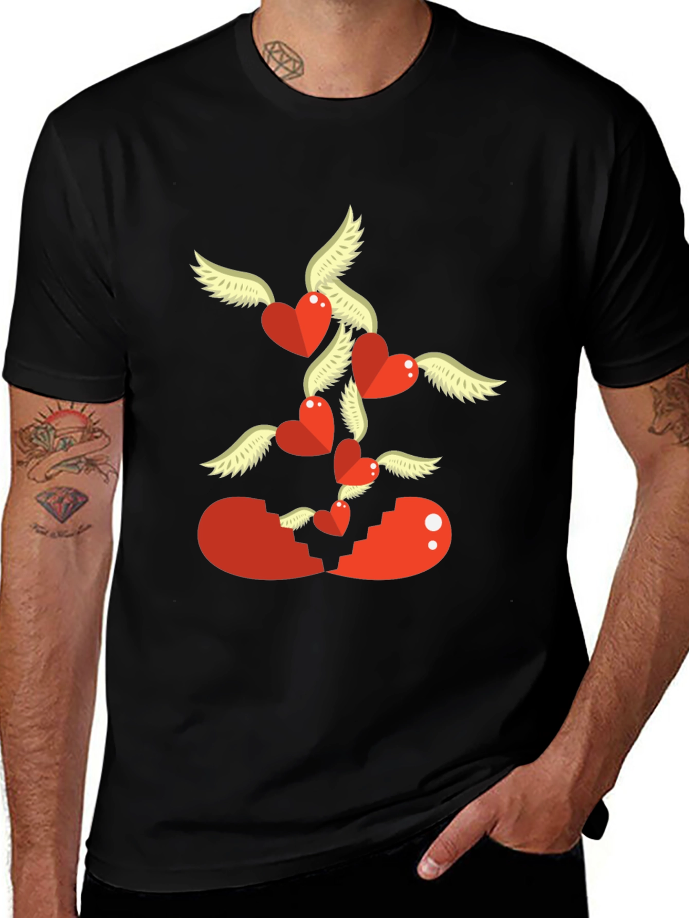 Broken Heart T-Shirt Flying Hearts Design