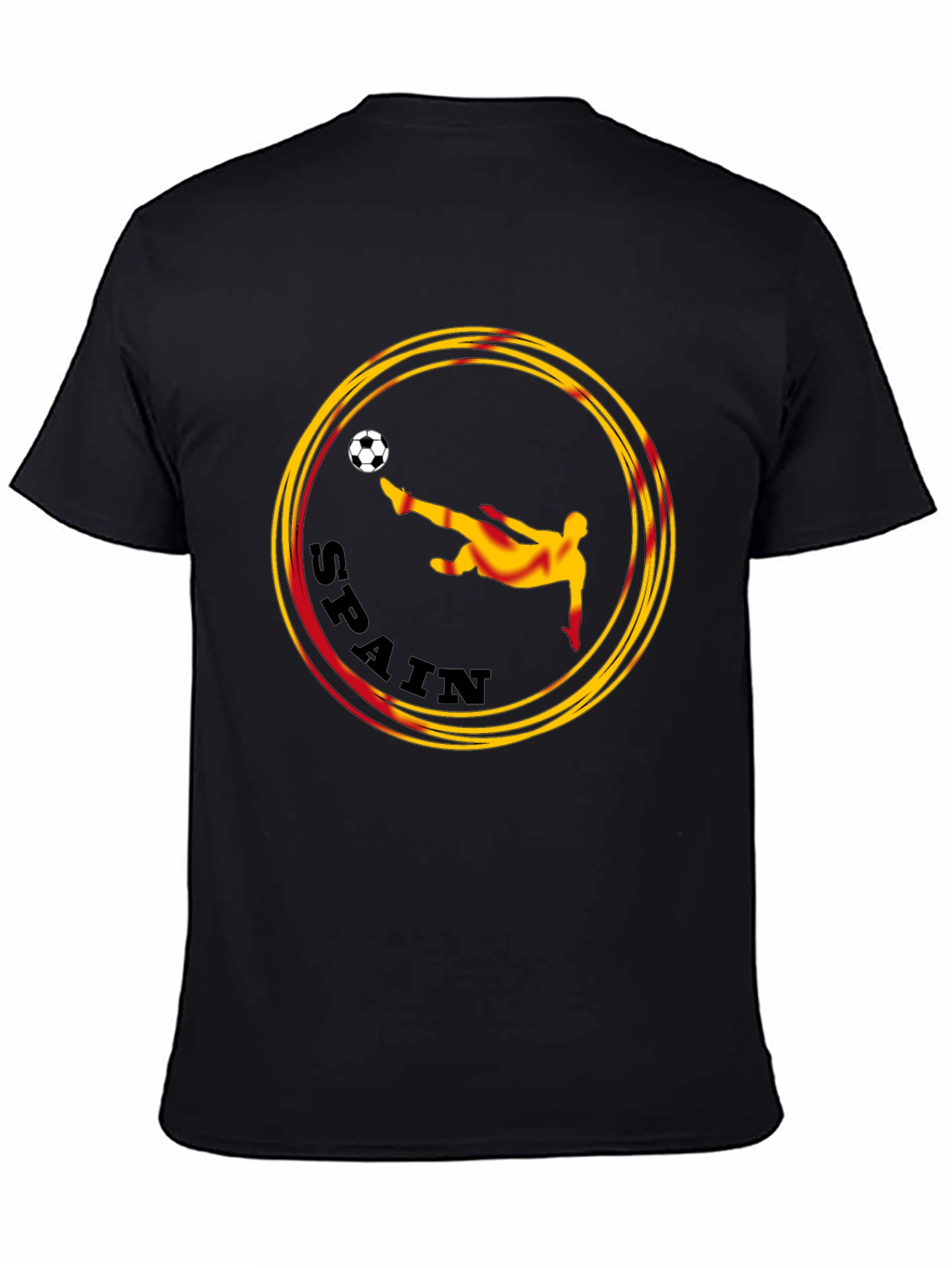 Spain Soccer Graphic Tee - Black Cotton T-Shirt
