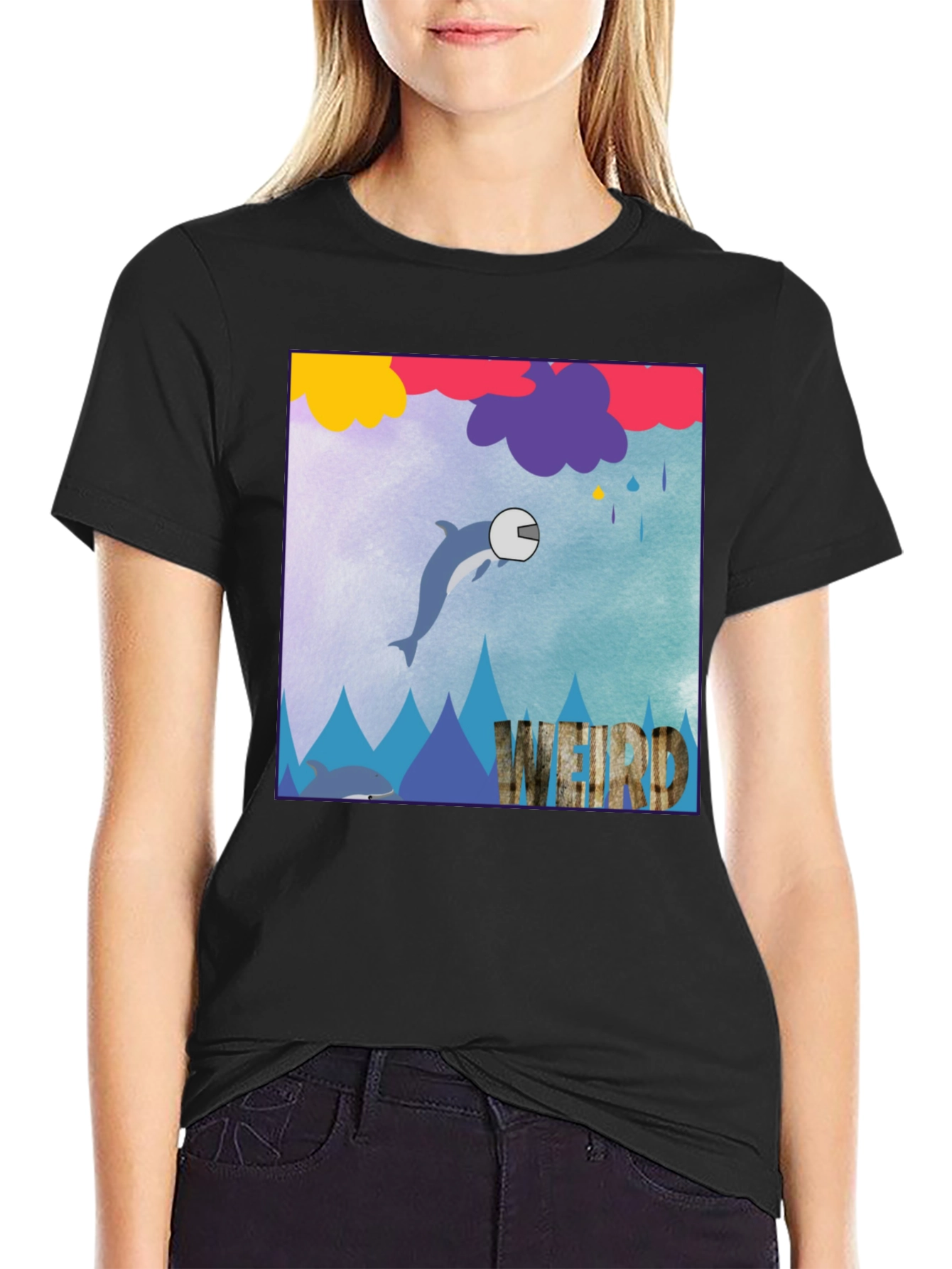 Weird Dolphin Helmet T-Shirt