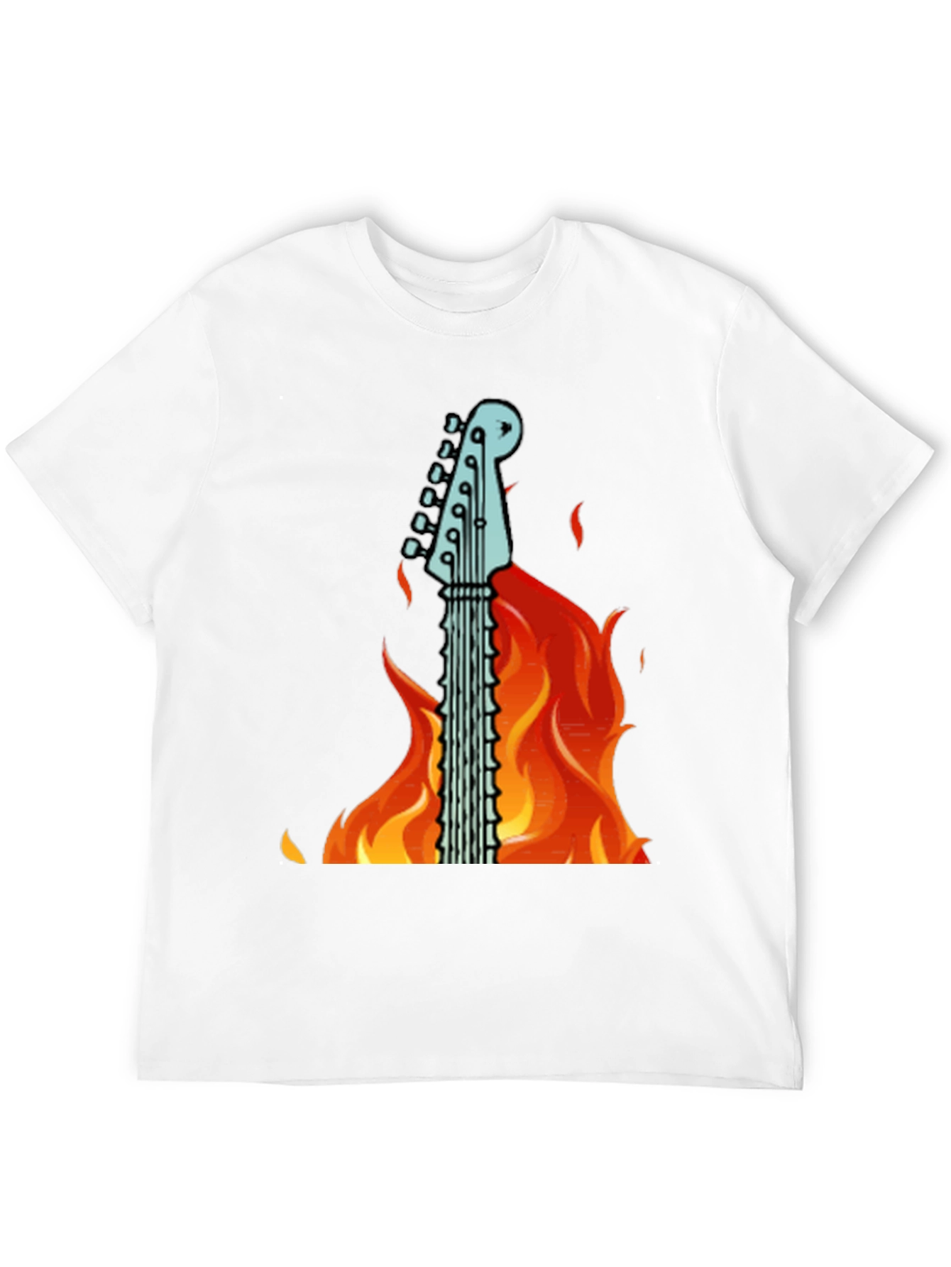 Flaming Guitar Graphic T-Shirt - Rock On!