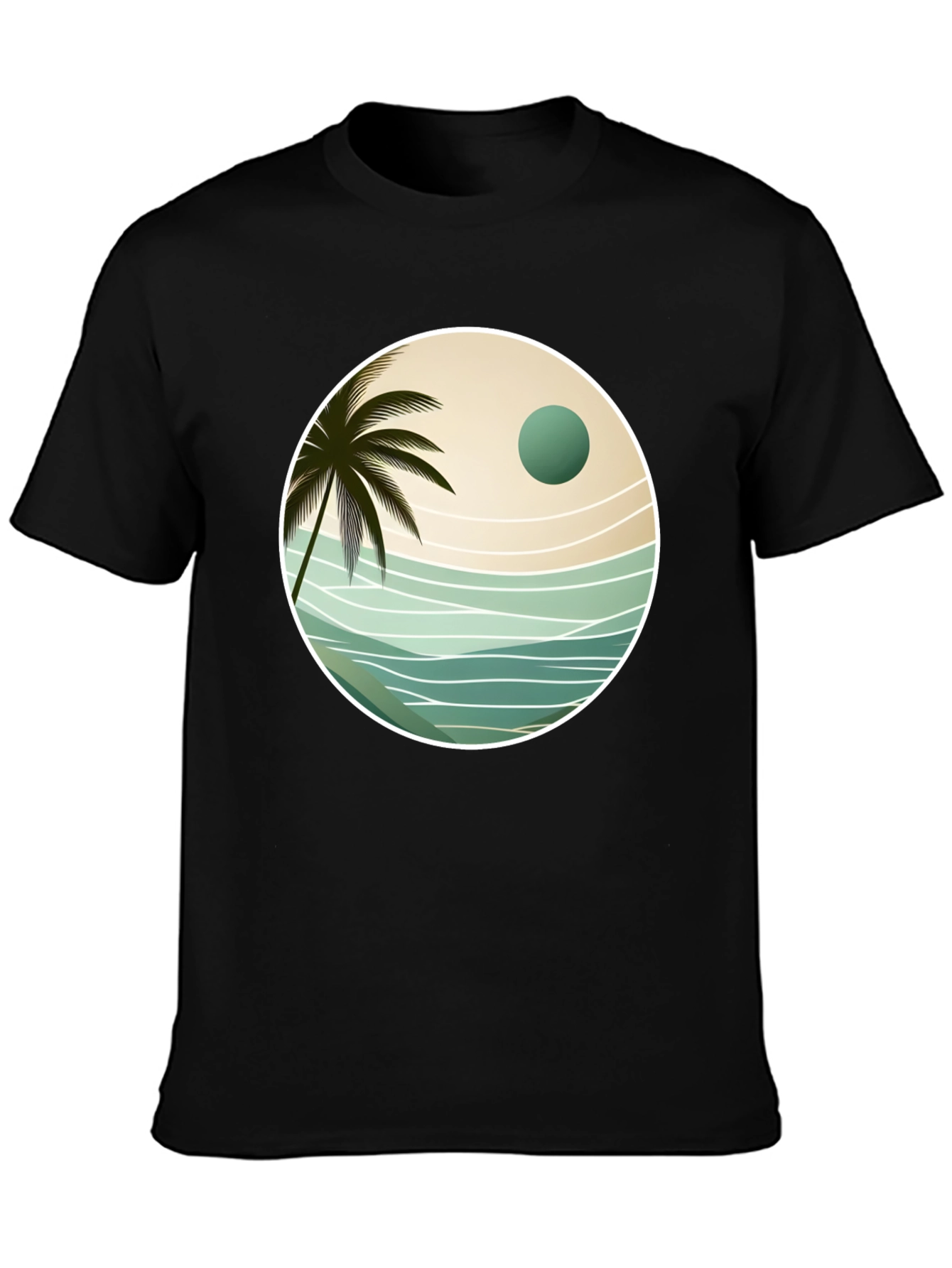 Tropical Palm Tree Graphic Tee - Black