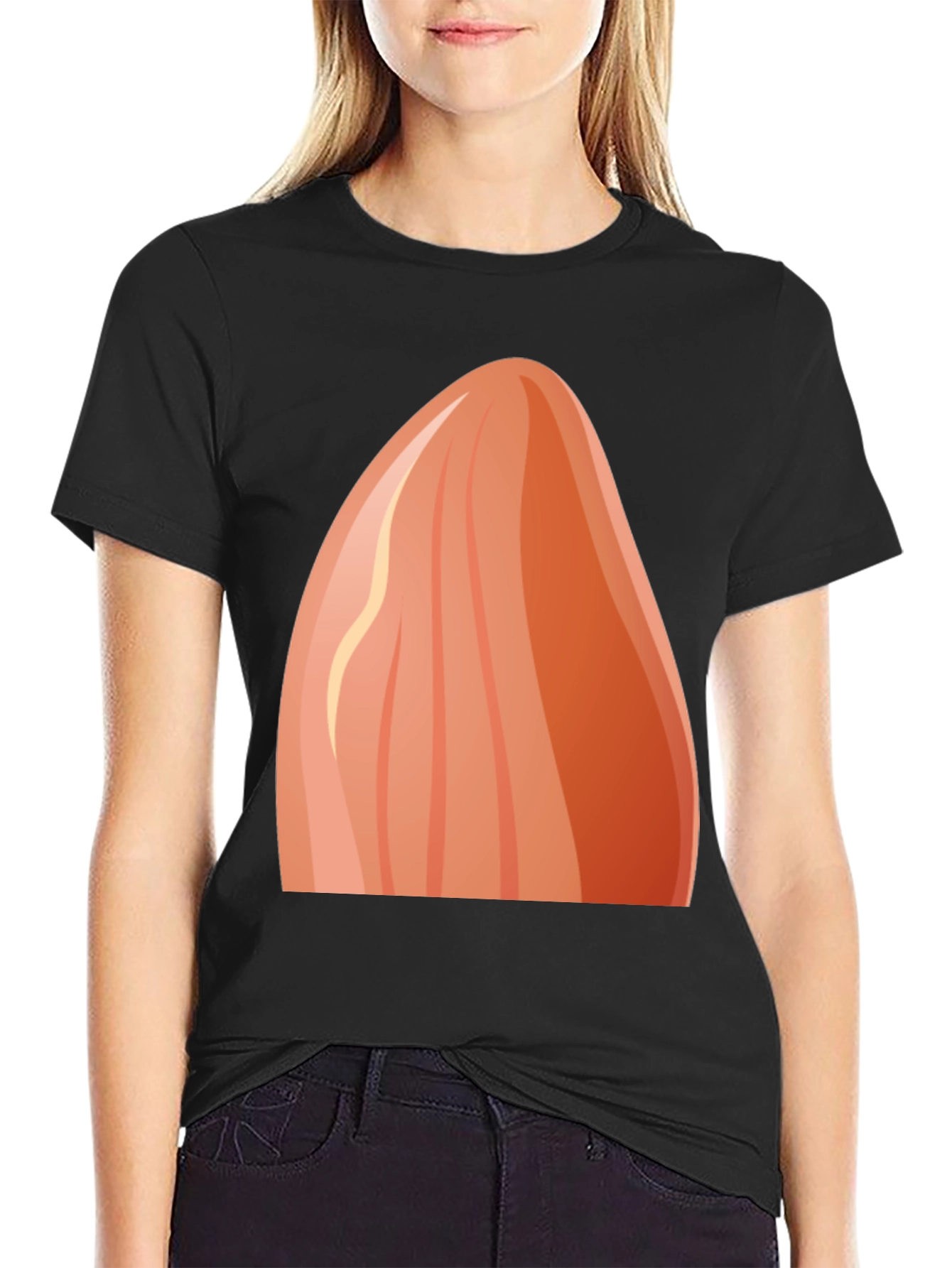 Novelty Almond Graphic Black T-Shirt