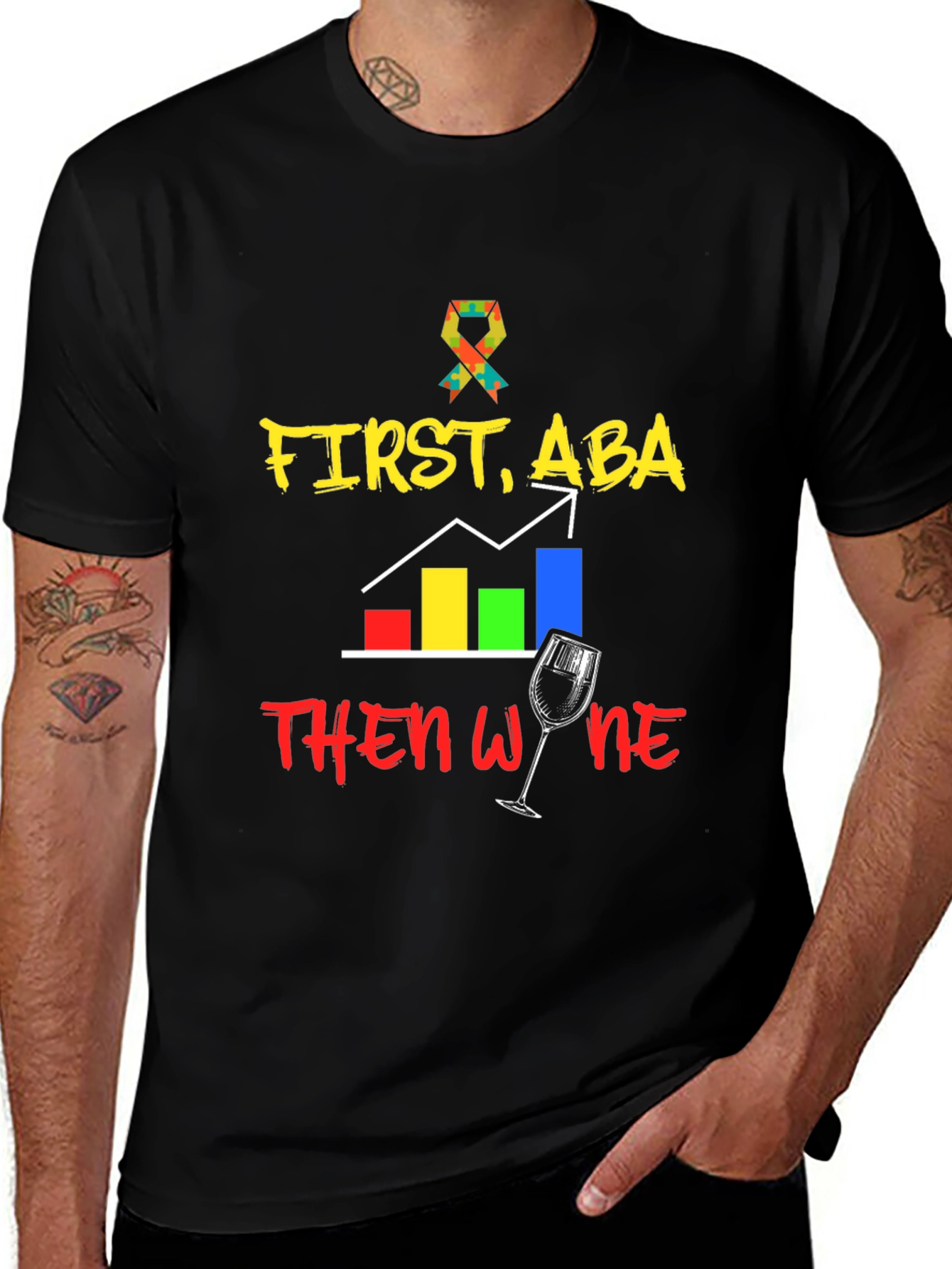 First ABA Then Wine Black T-Shirt