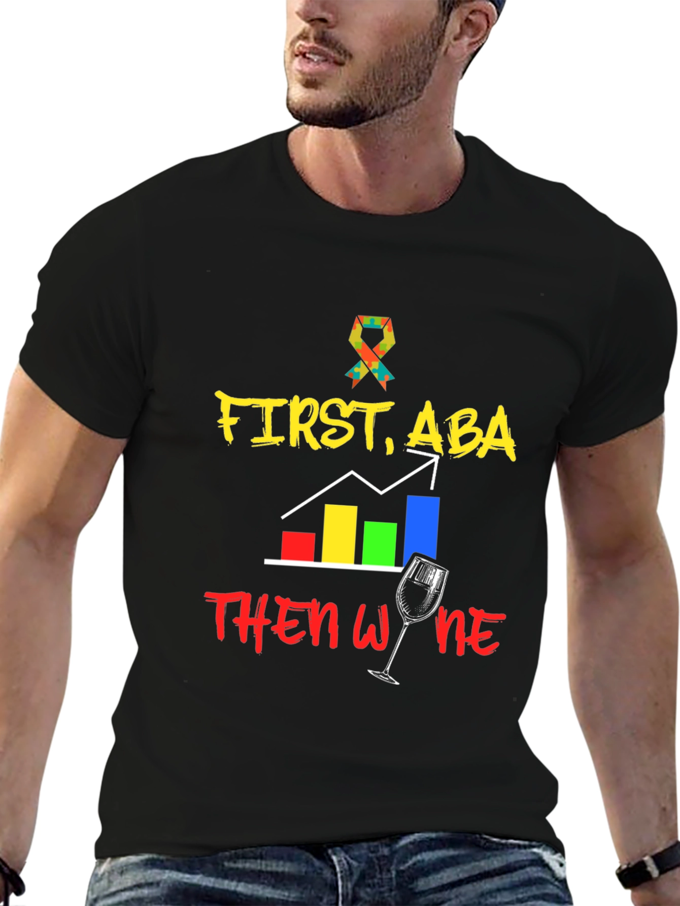 First ABA Then Wine Black T-Shirt