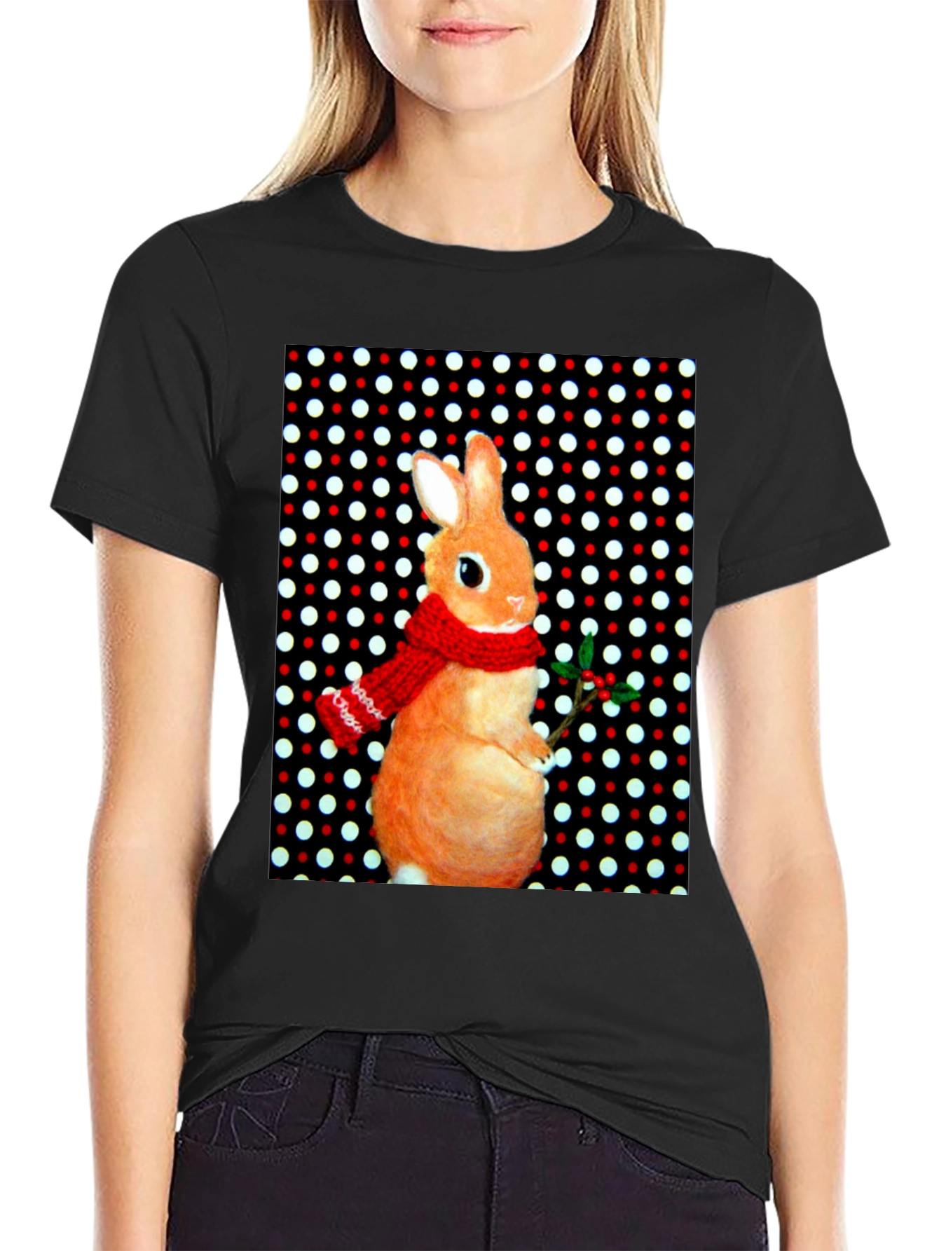 Festive Rabbit Graphic Tee - Holiday Edition