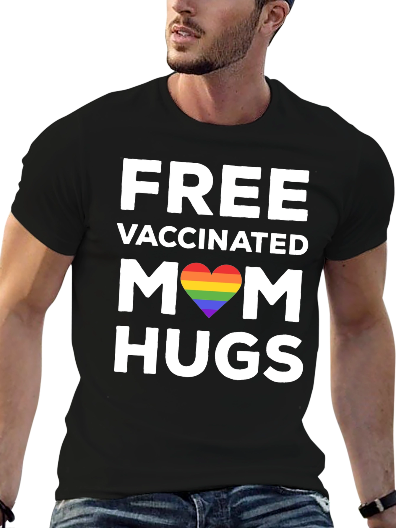 Free Vaccinated Mom Hugs T-Shirt LGBT Rainbow Pride