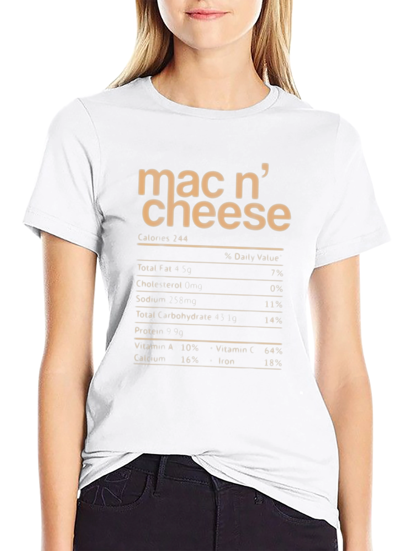 Mac n Cheese Nutrition Facts T-Shirt - Black