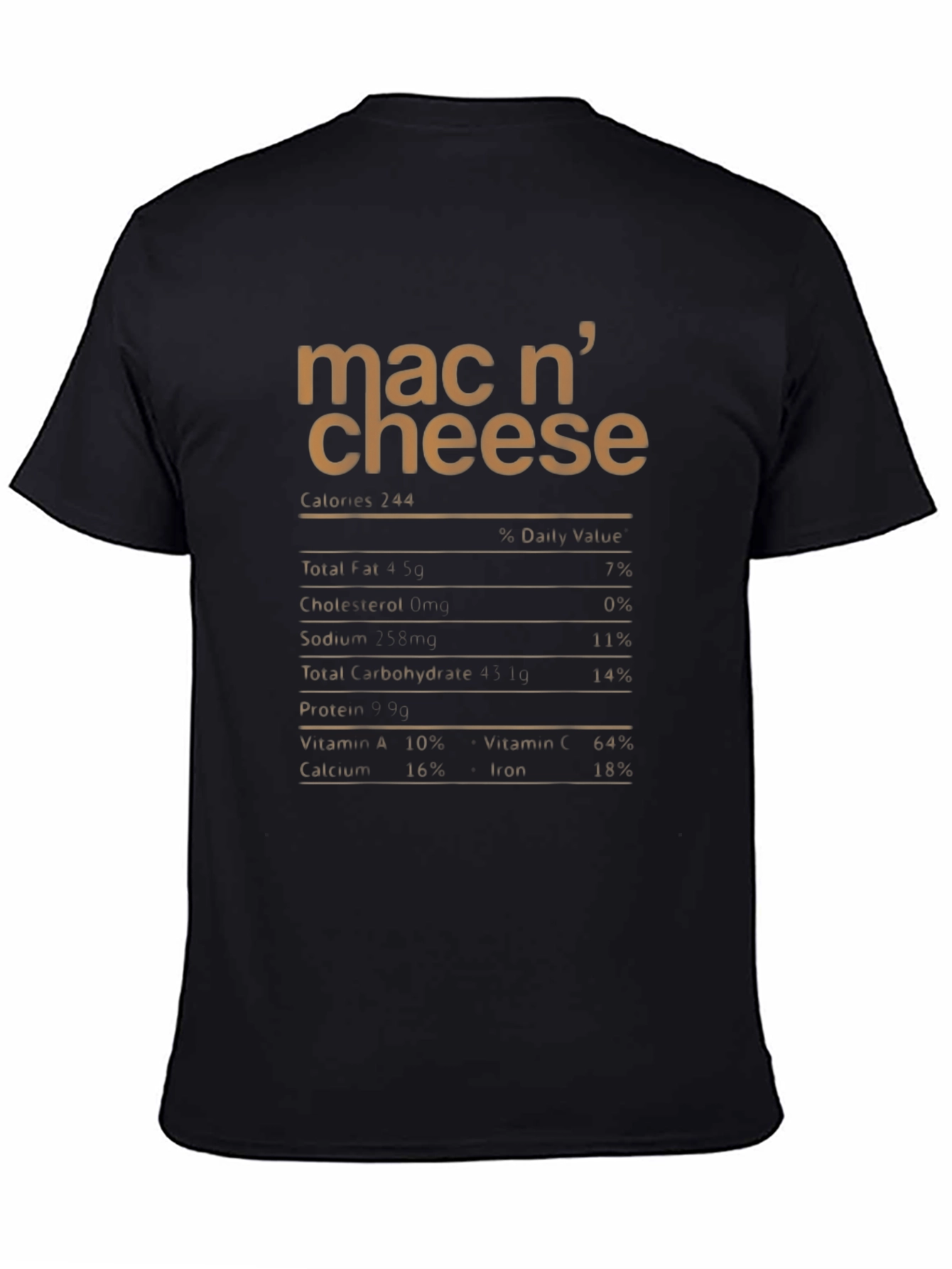Mac n Cheese Nutrition Facts T-Shirt - Black