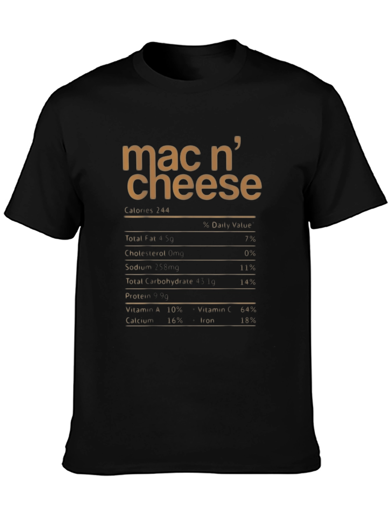 Mac n Cheese Nutrition Facts T-Shirt - Black