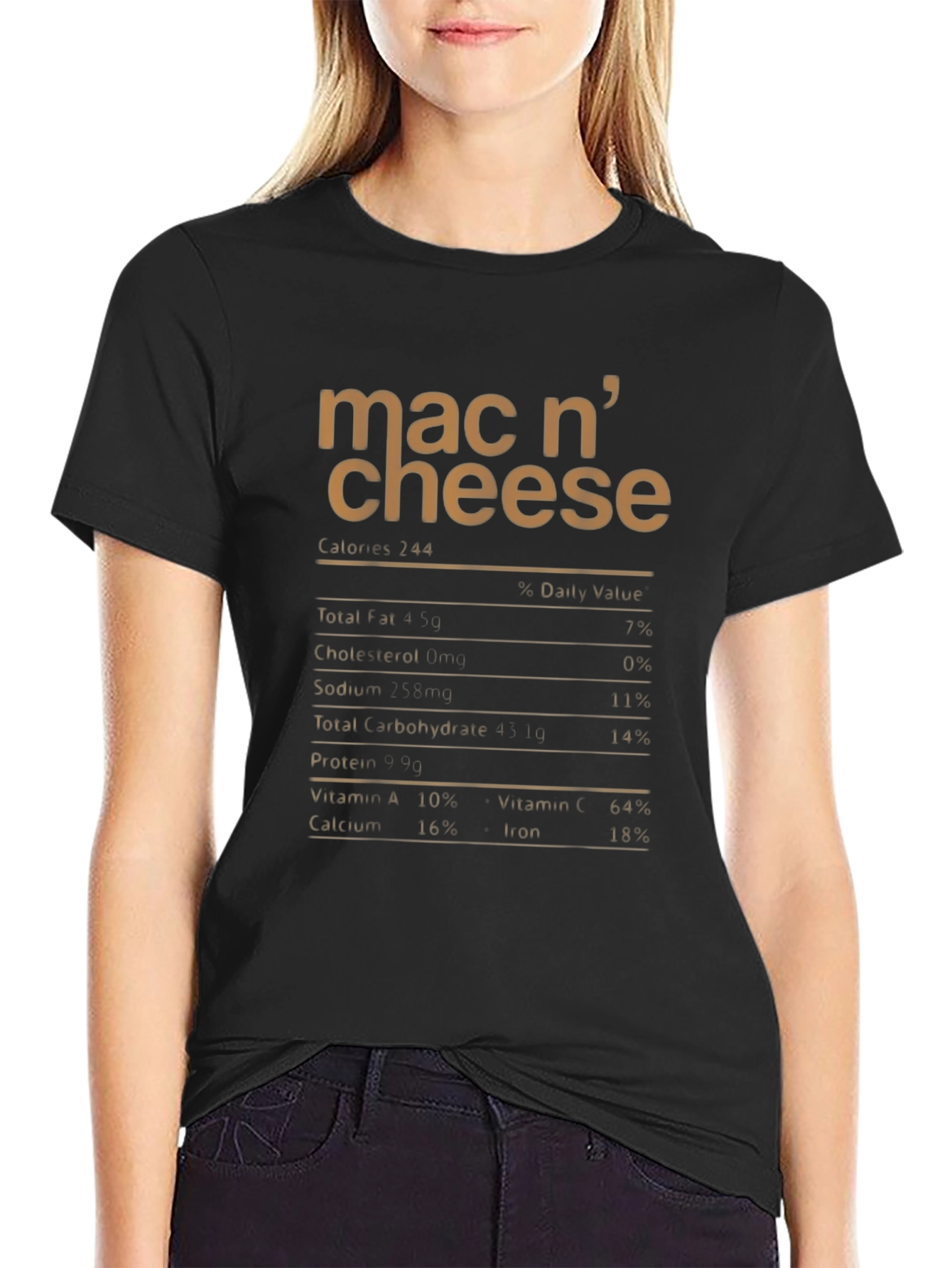 Mac n Cheese Nutrition Facts T-Shirt - Black