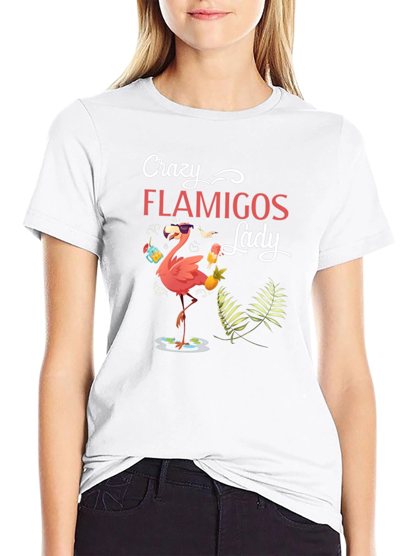 Crazy Flamingos Lady T-Shirt