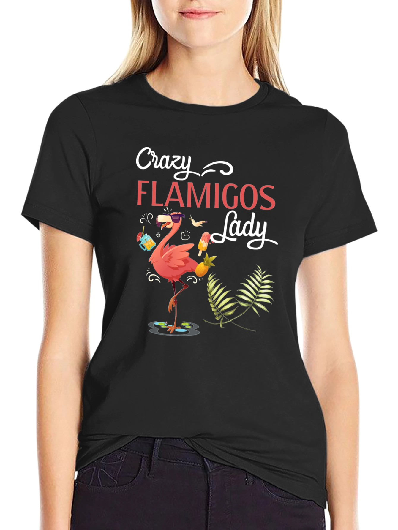 Crazy Flamingos Lady T-Shirt