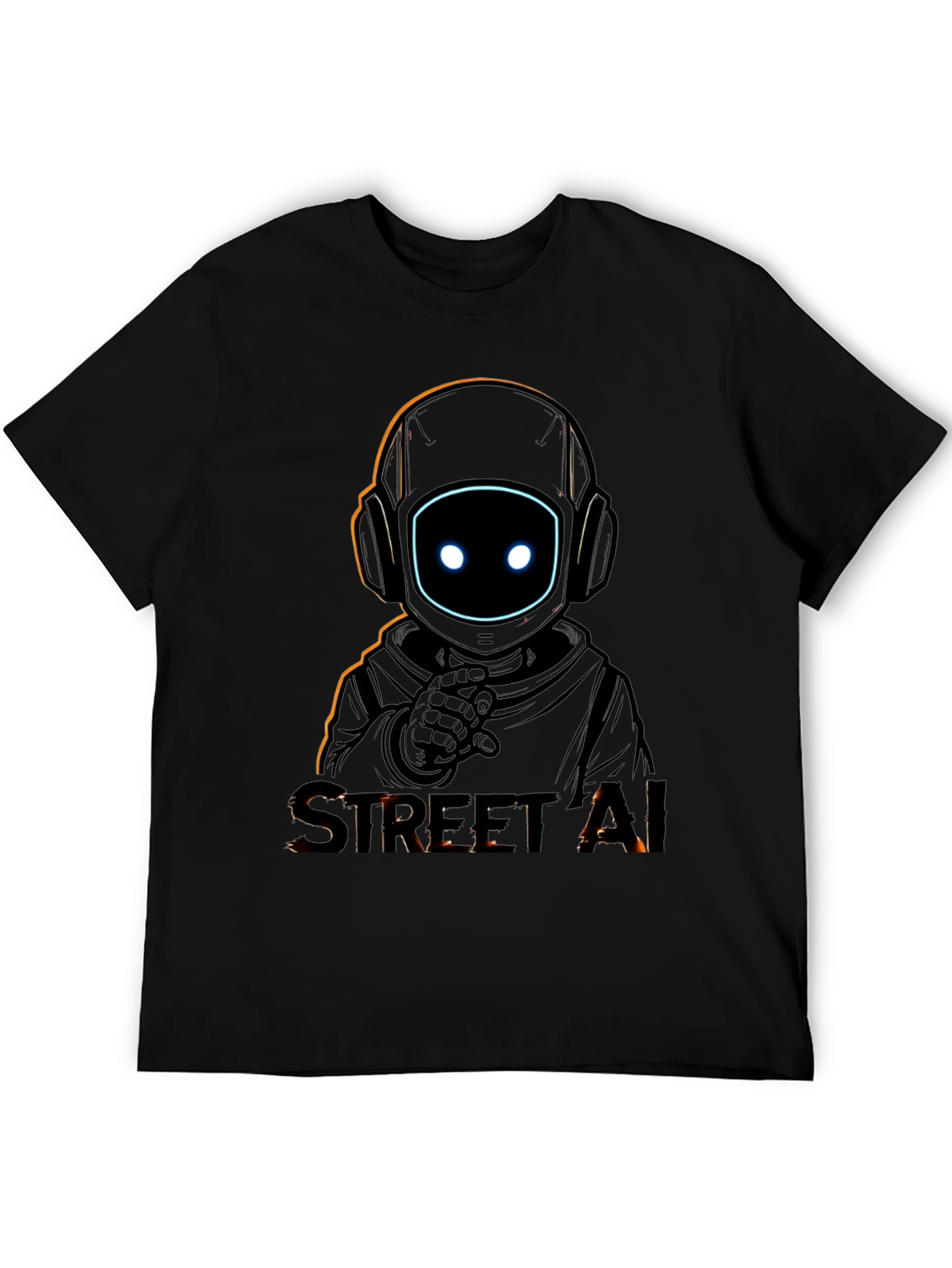Street AI Robot Graphic Black T-Shirt