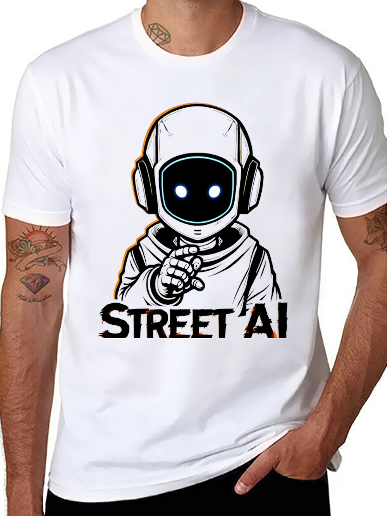Street AI Robot Graphic Black T-Shirt