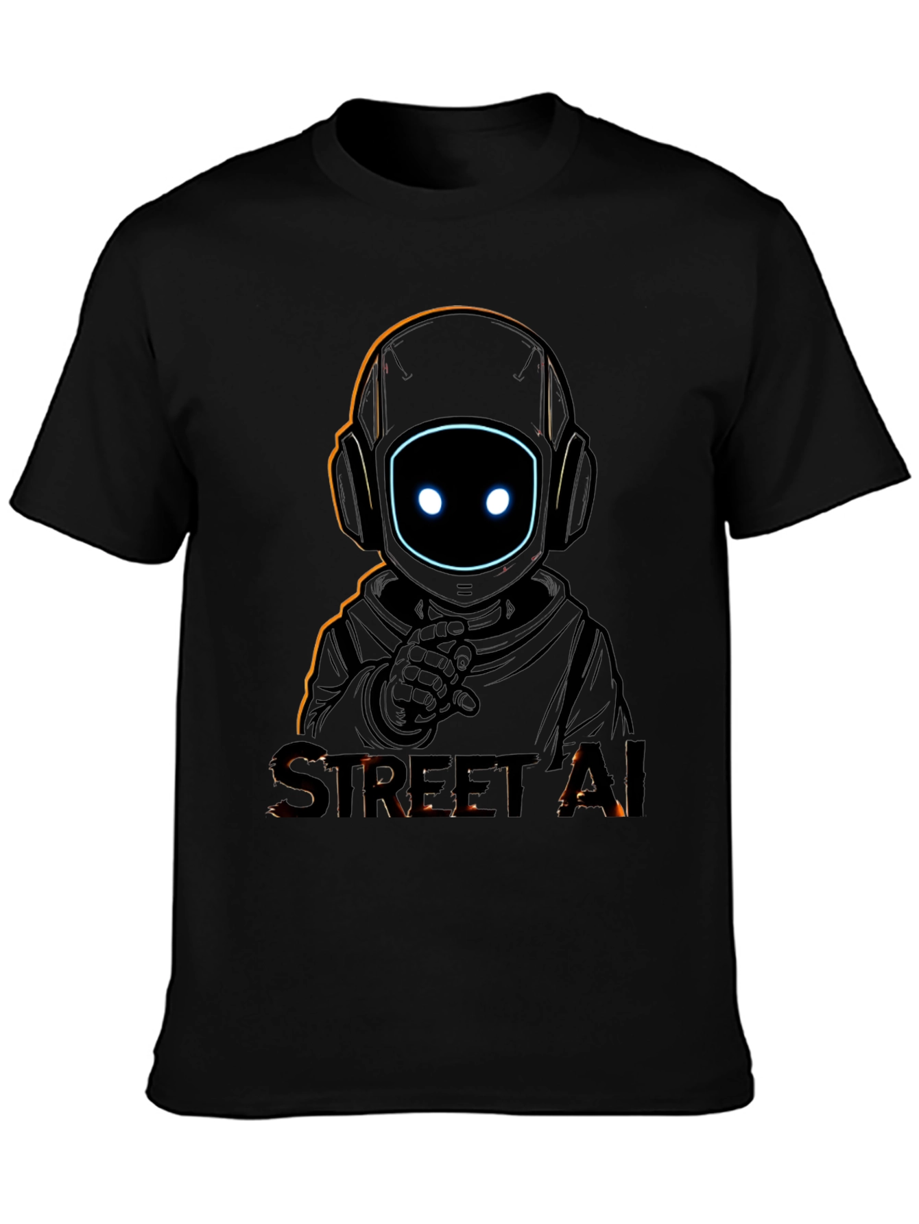 Street AI Robot Graphic Black T-Shirt