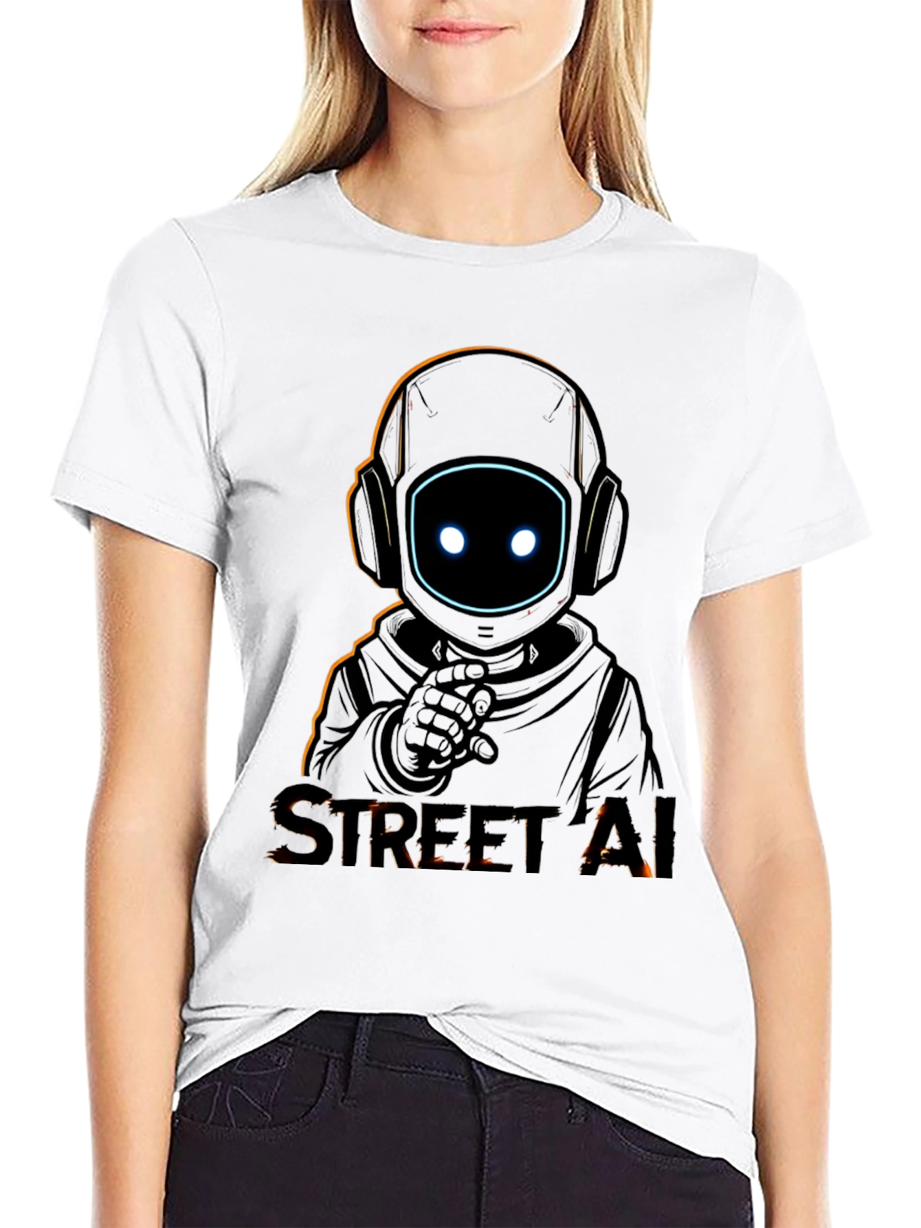 Street AI Robot Graphic Black T-Shirt