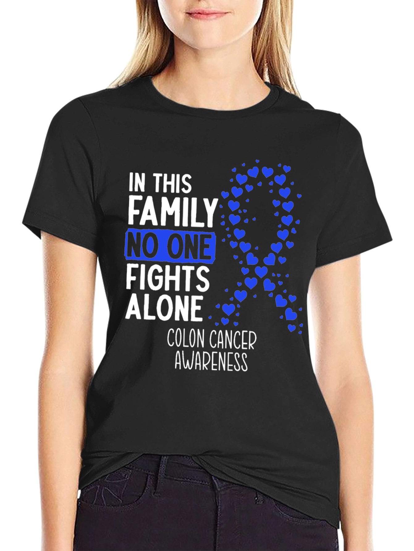 Colon Cancer Awareness T-Shirt - No One Fights Alone