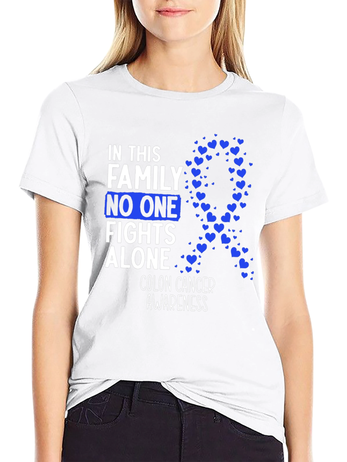 Colon Cancer Awareness T-Shirt - No One Fights Alone