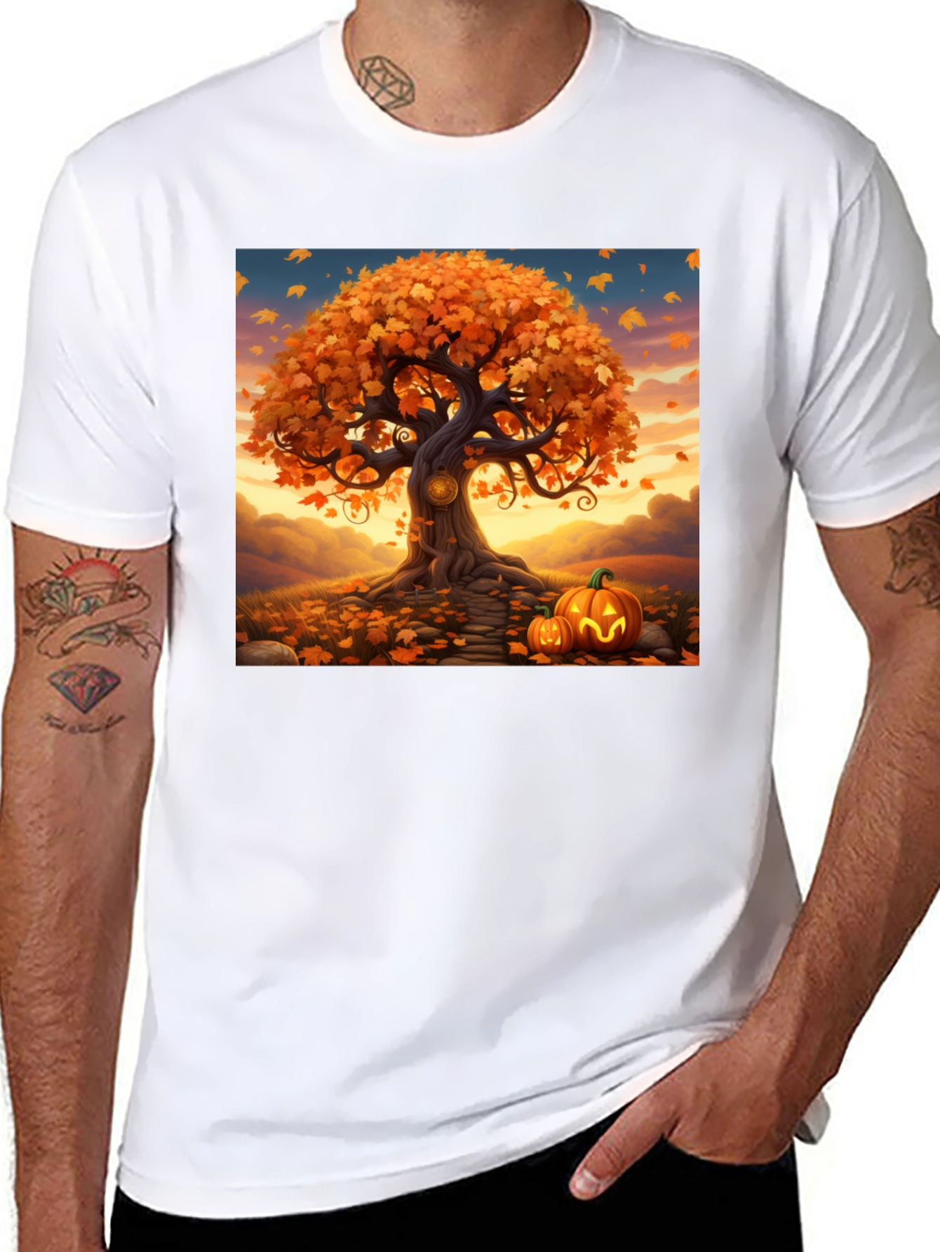 Fall Tree & Pumpkins Graphic Tee