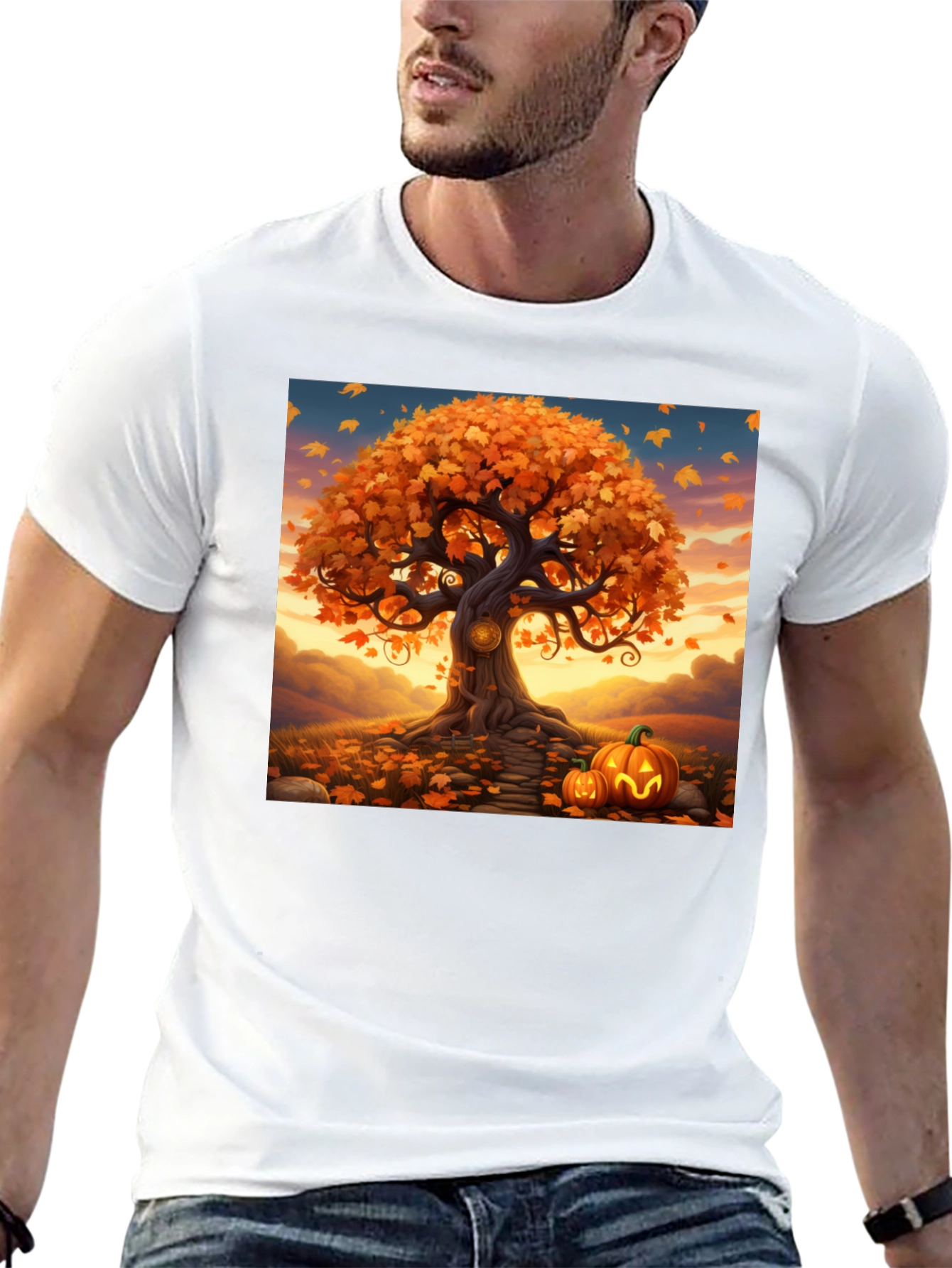 Fall Tree & Pumpkins Graphic Tee