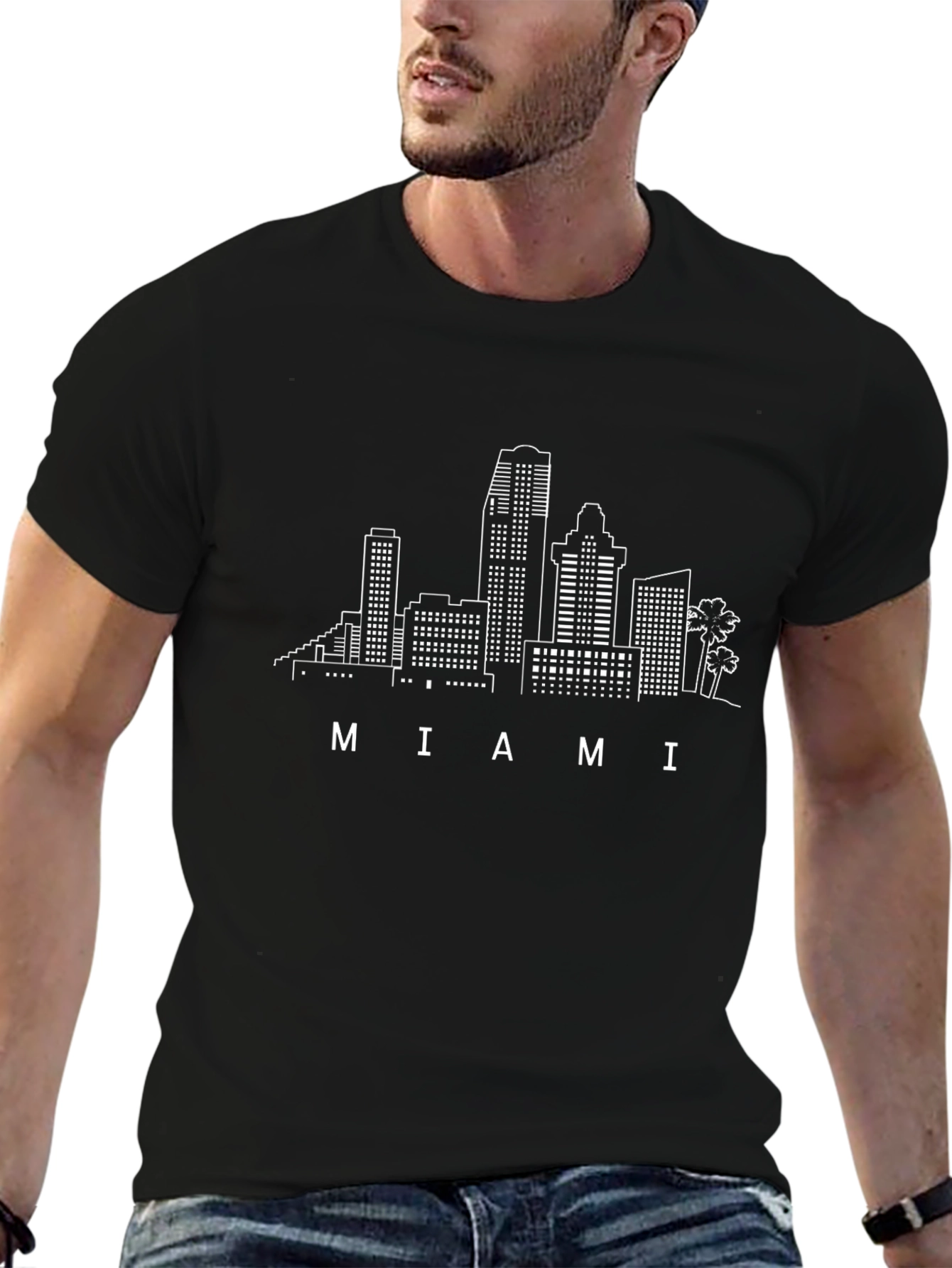 Miami Skyline Graphic T-Shirt - Classic Black Tee