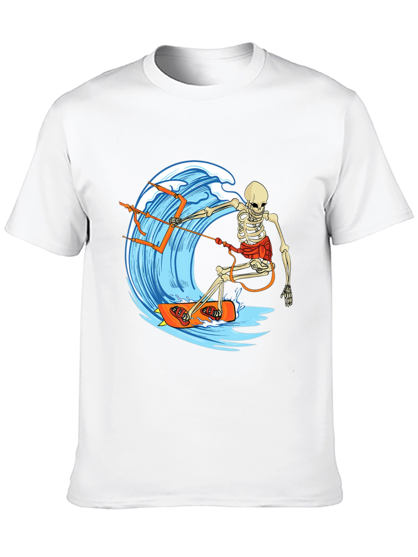 Skeleton Surfing Wave Graphic Tee