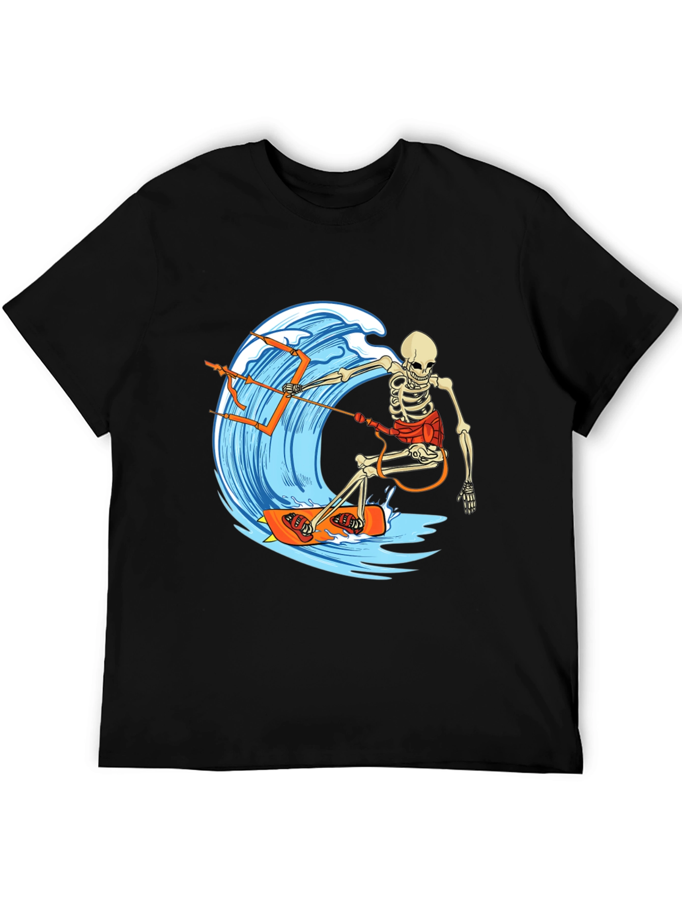 Skeleton Surfing Wave Graphic Tee