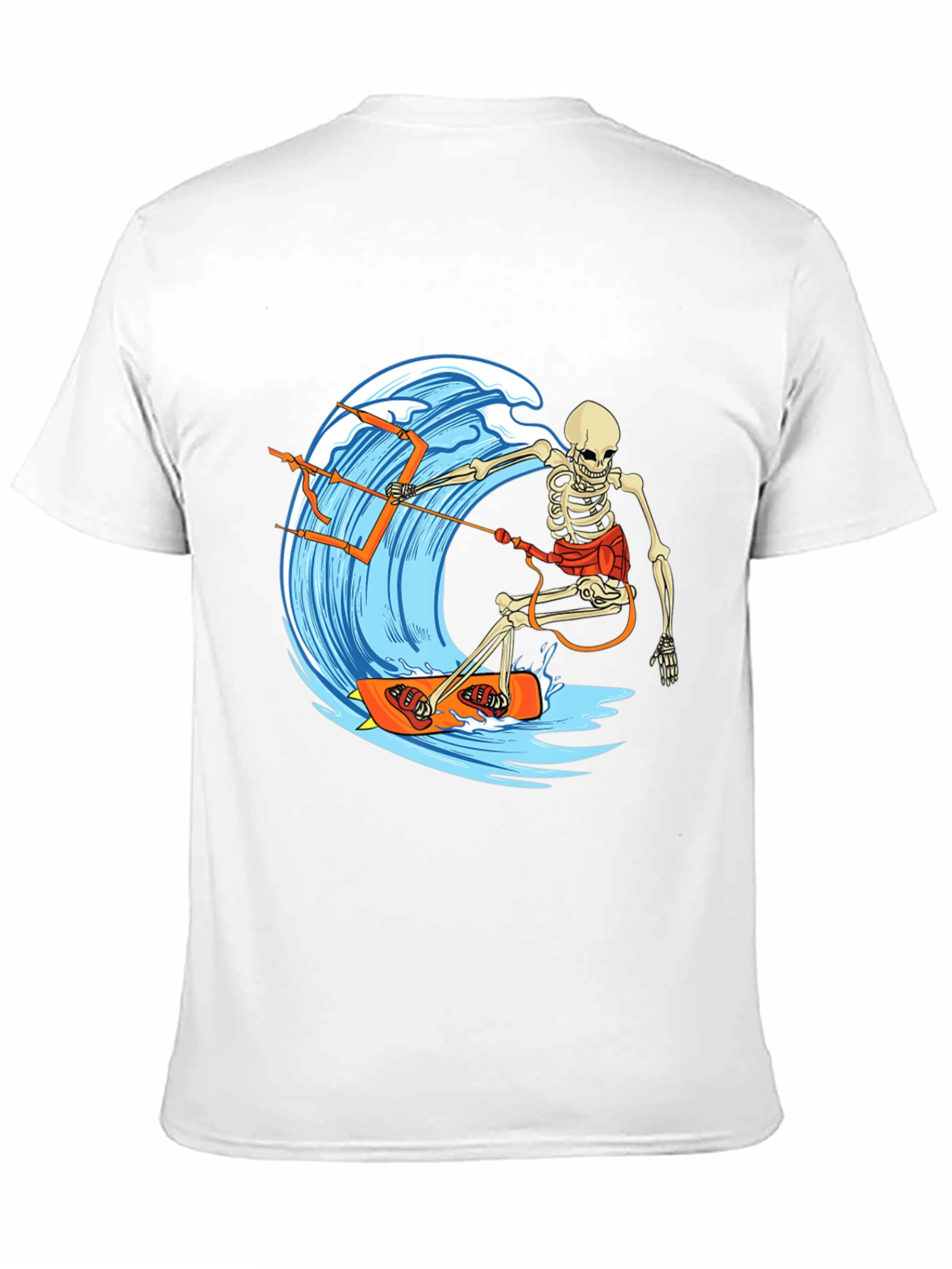 Skeleton Surfing Wave Graphic Tee