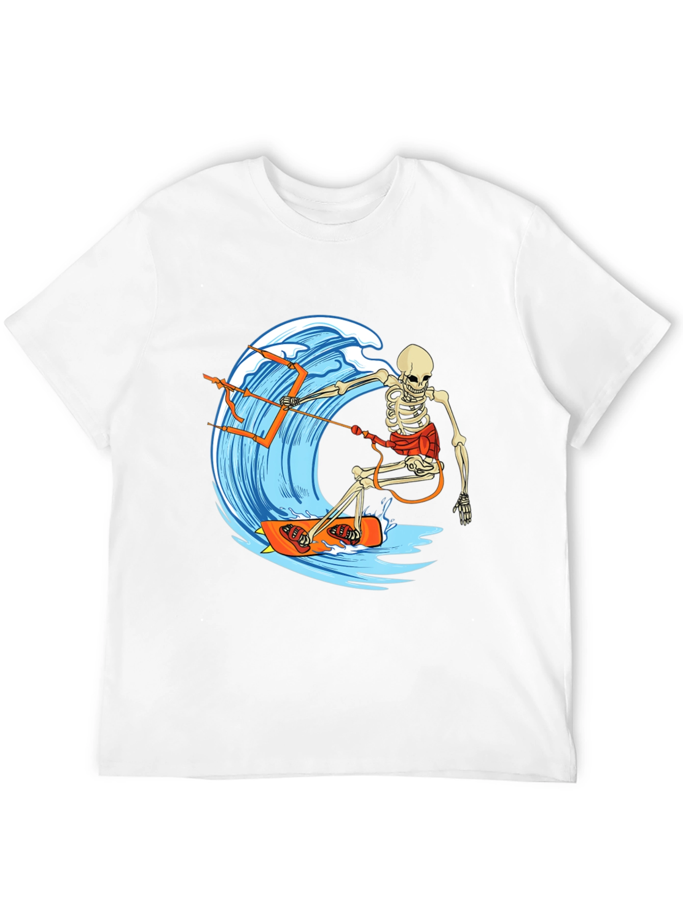Skeleton Surfing Wave Graphic Tee