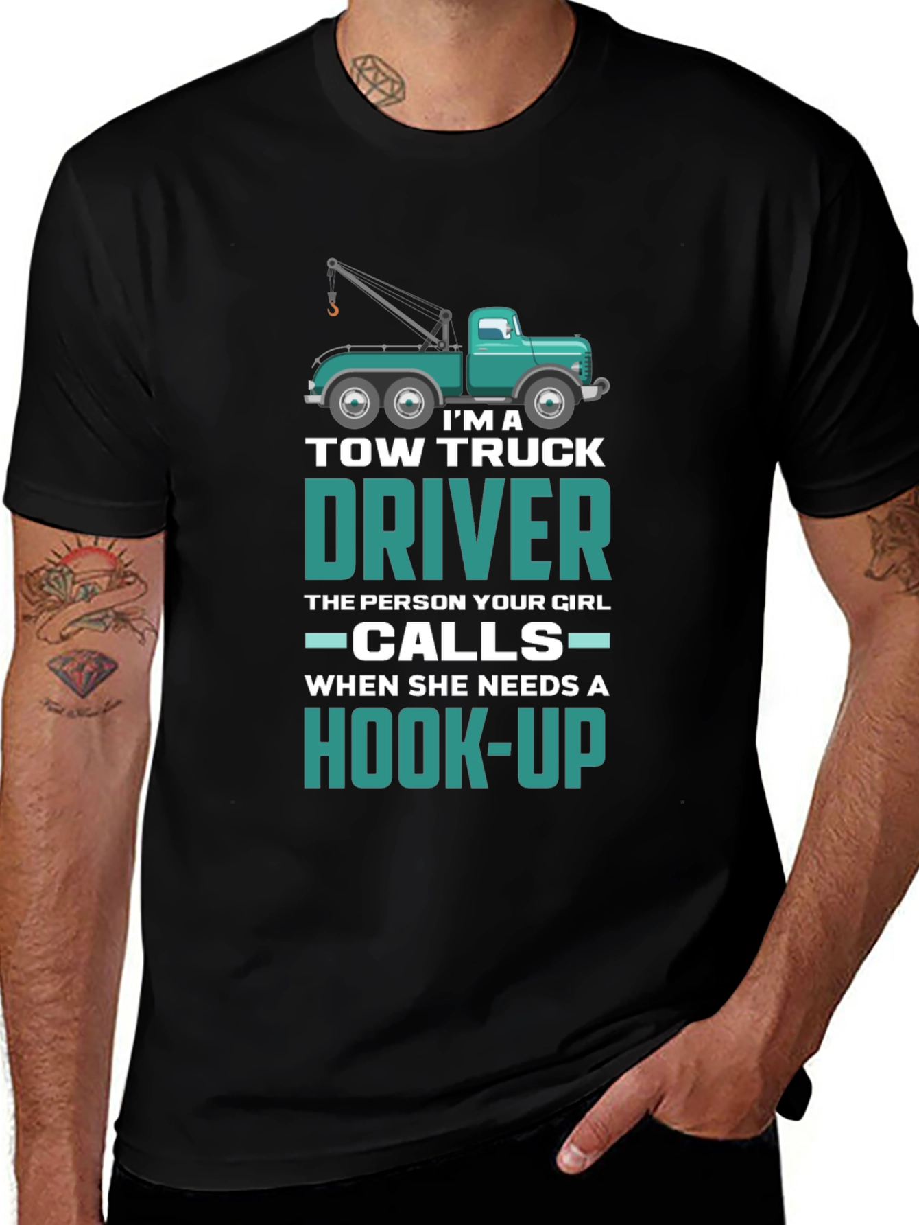 Tow Truck Driver Hook-Up Graphic T-Shirt