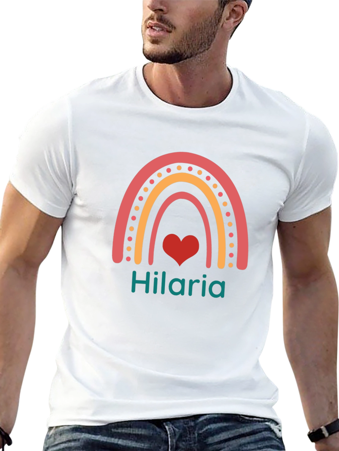 Hilaria Rainbow Heart Graphic T-Shirt