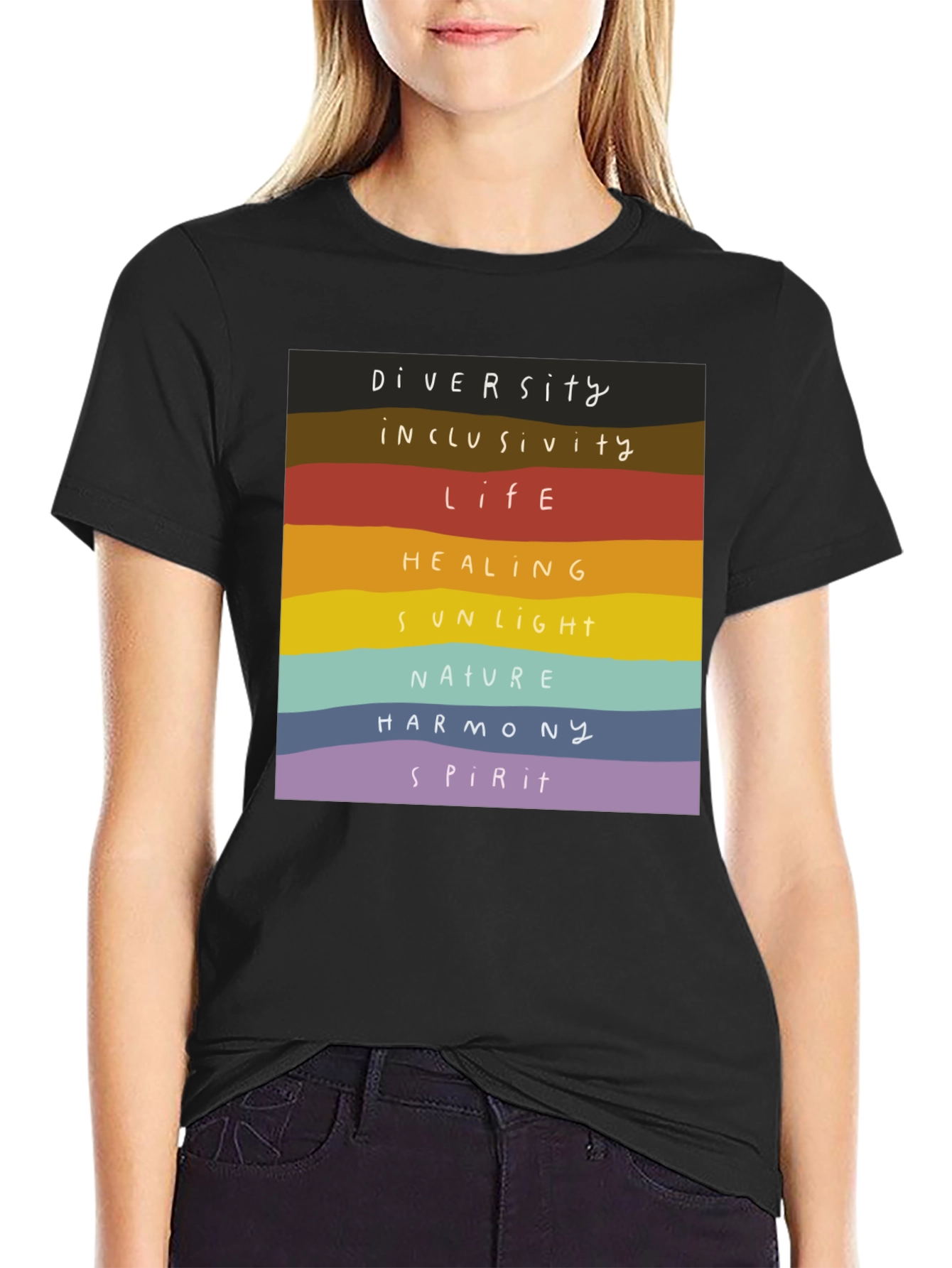 Diversity Inclusivity T-Shirt - Rainbow Stripes