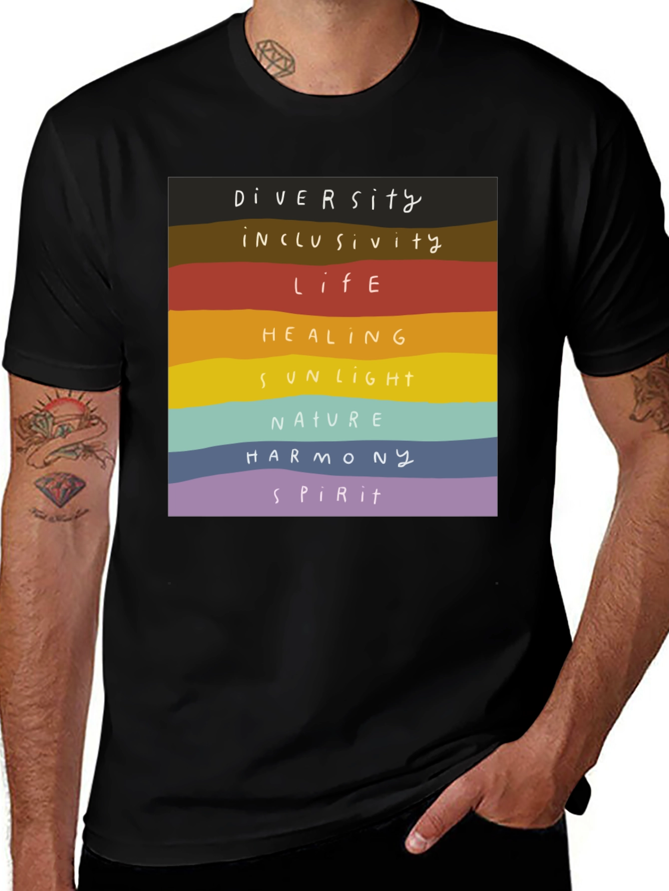 Diversity Inclusivity T-Shirt - Rainbow Stripes