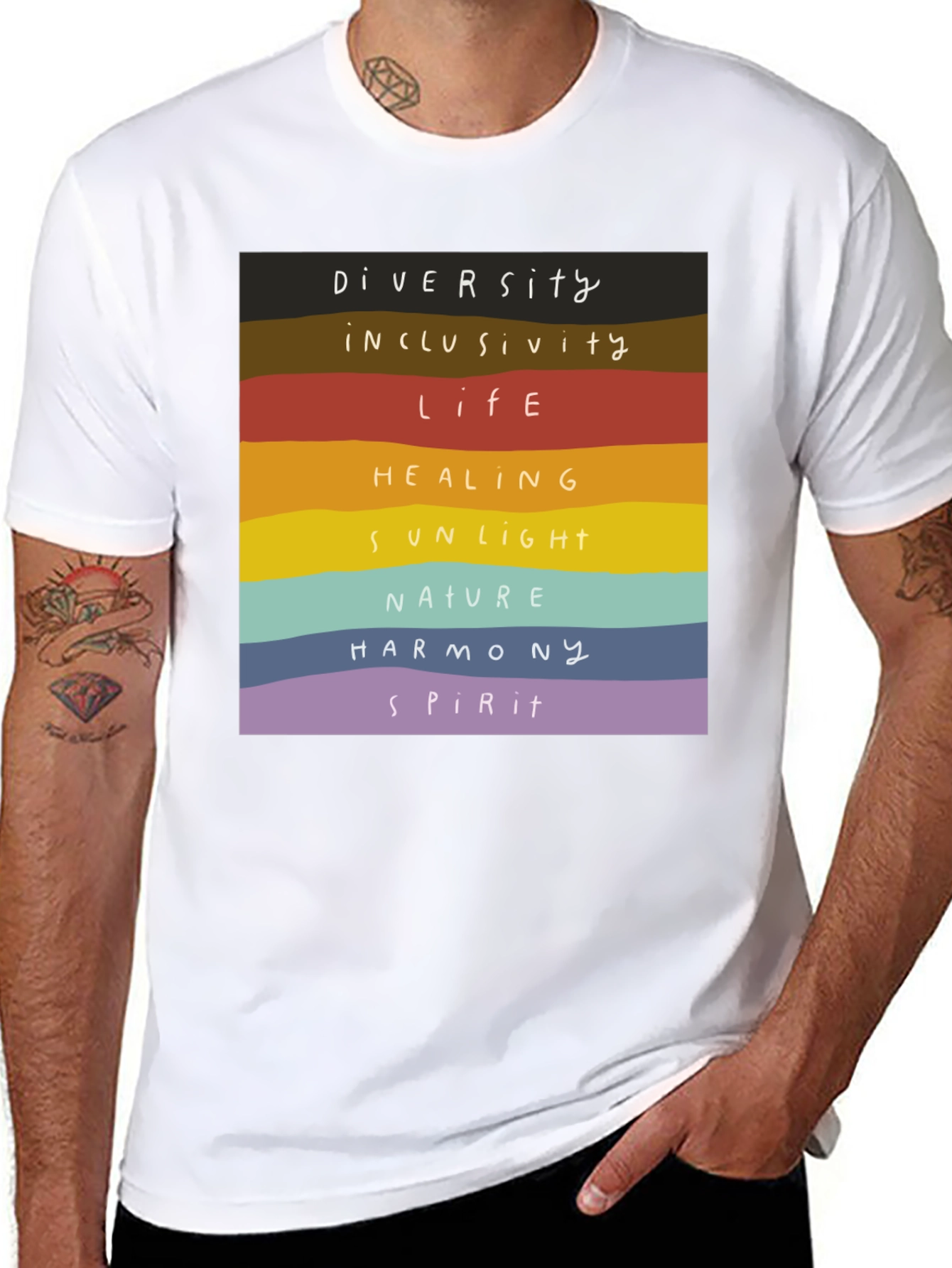Diversity Inclusivity T-Shirt - Rainbow Stripes