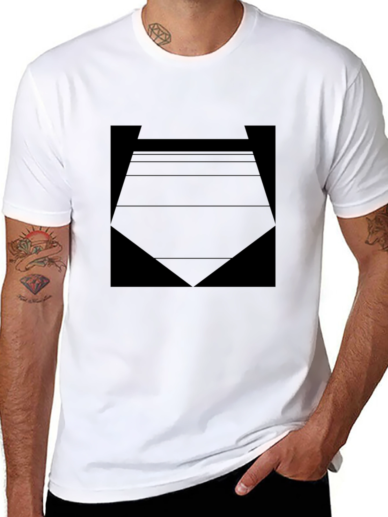 Mens Black Graphic Tee - Abstract Design