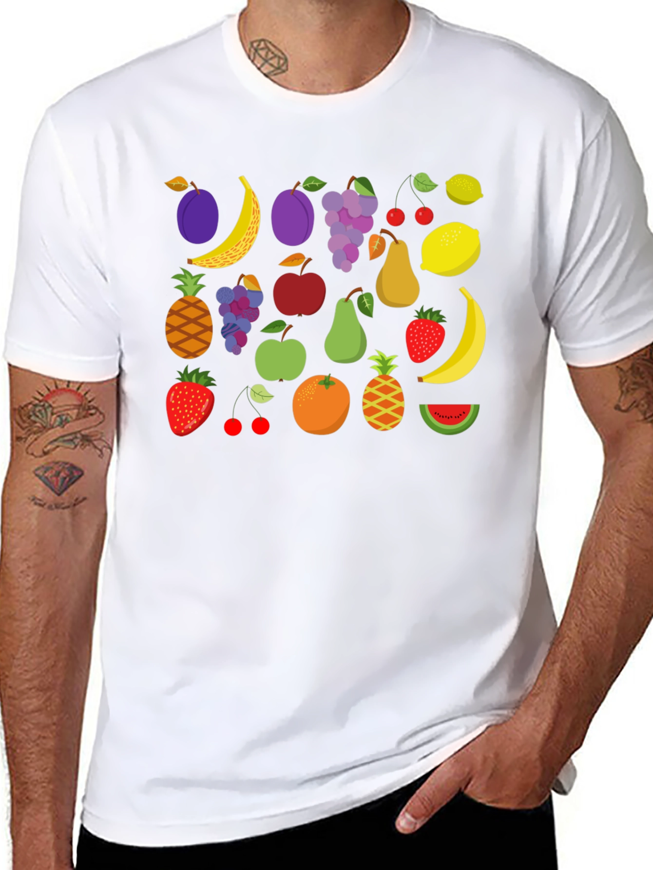 Fruit Pattern Black T-Shirt