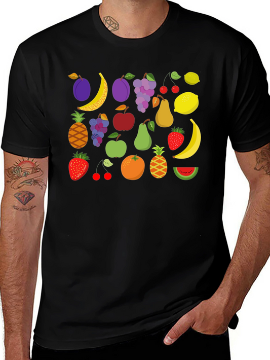Fruit Pattern Black T-Shirt