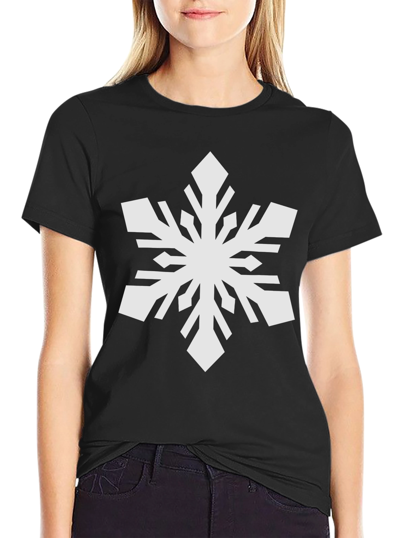 Snowflake Graphic Black T-Shirt
