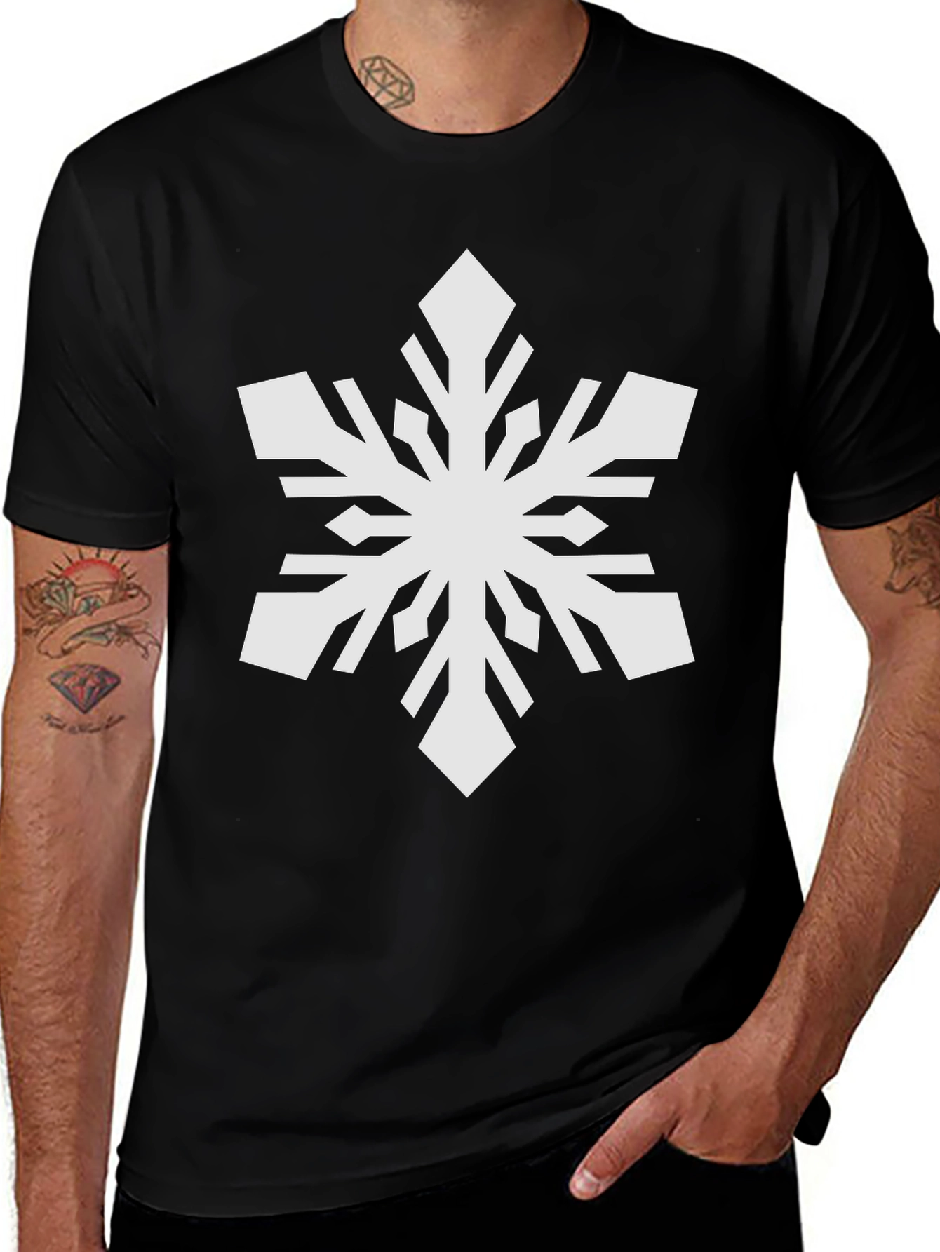 Snowflake Graphic Black T-Shirt