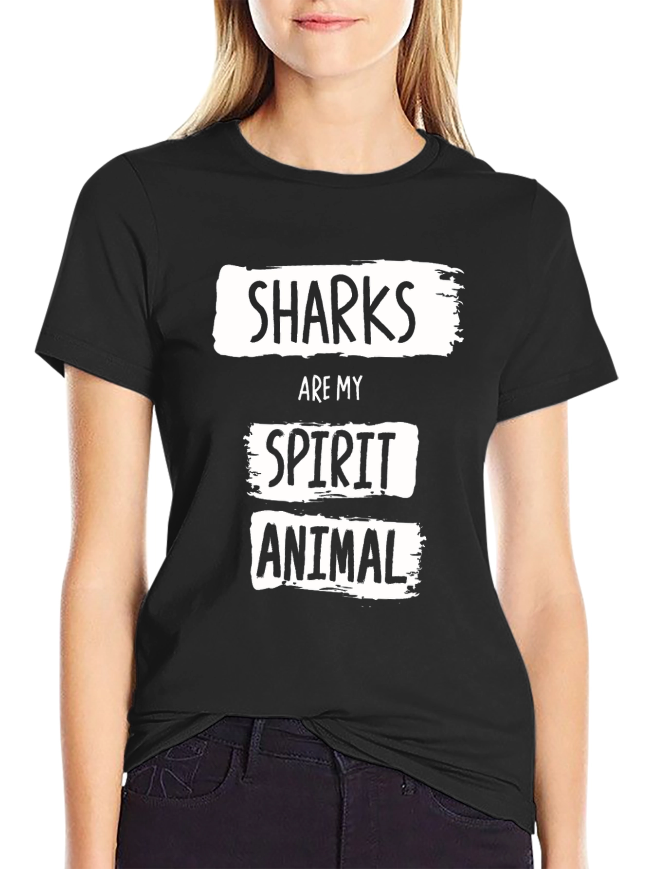 Shark Spirit Animal Black Graphic T-Shirt
