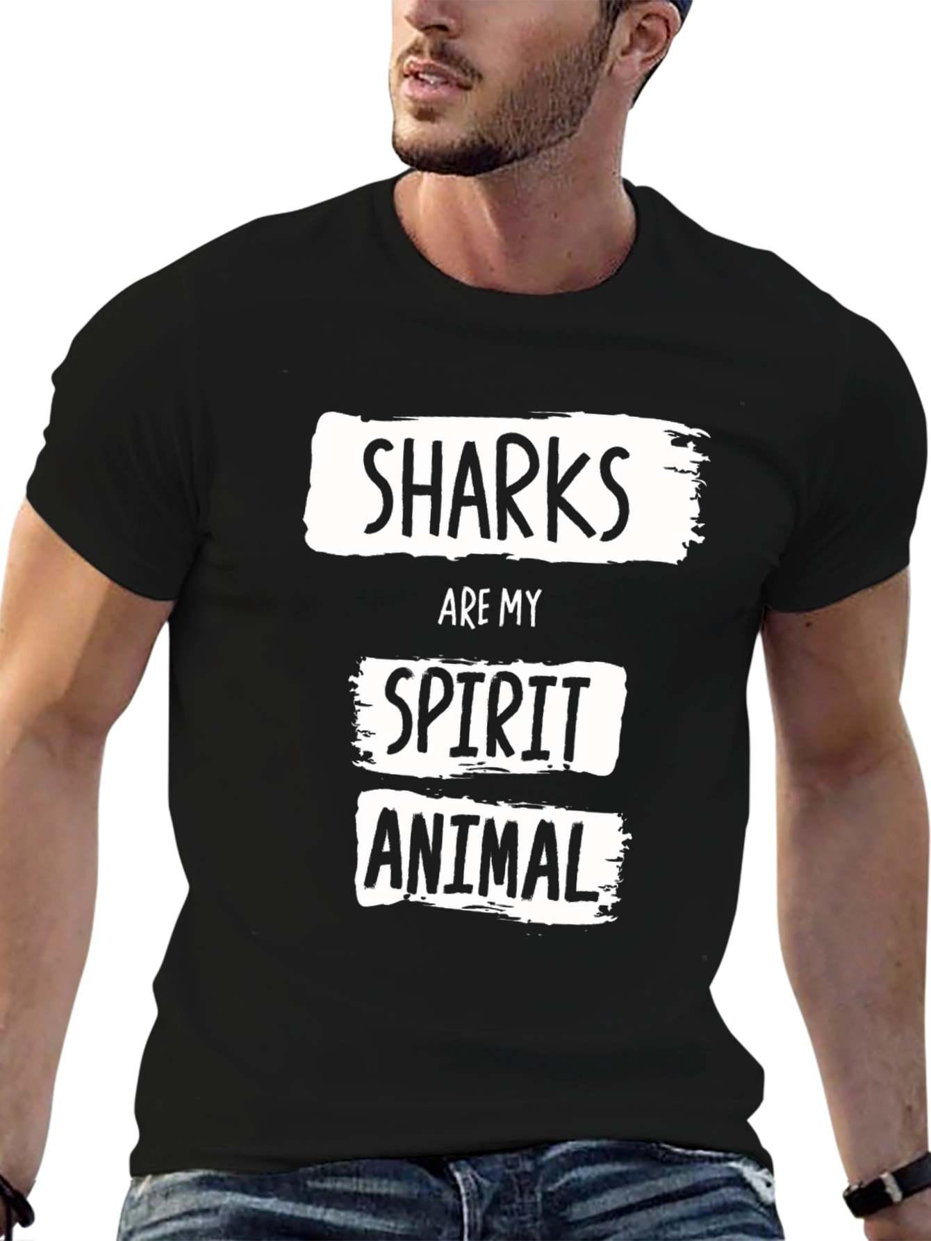 Shark Spirit Animal Black Graphic T-Shirt